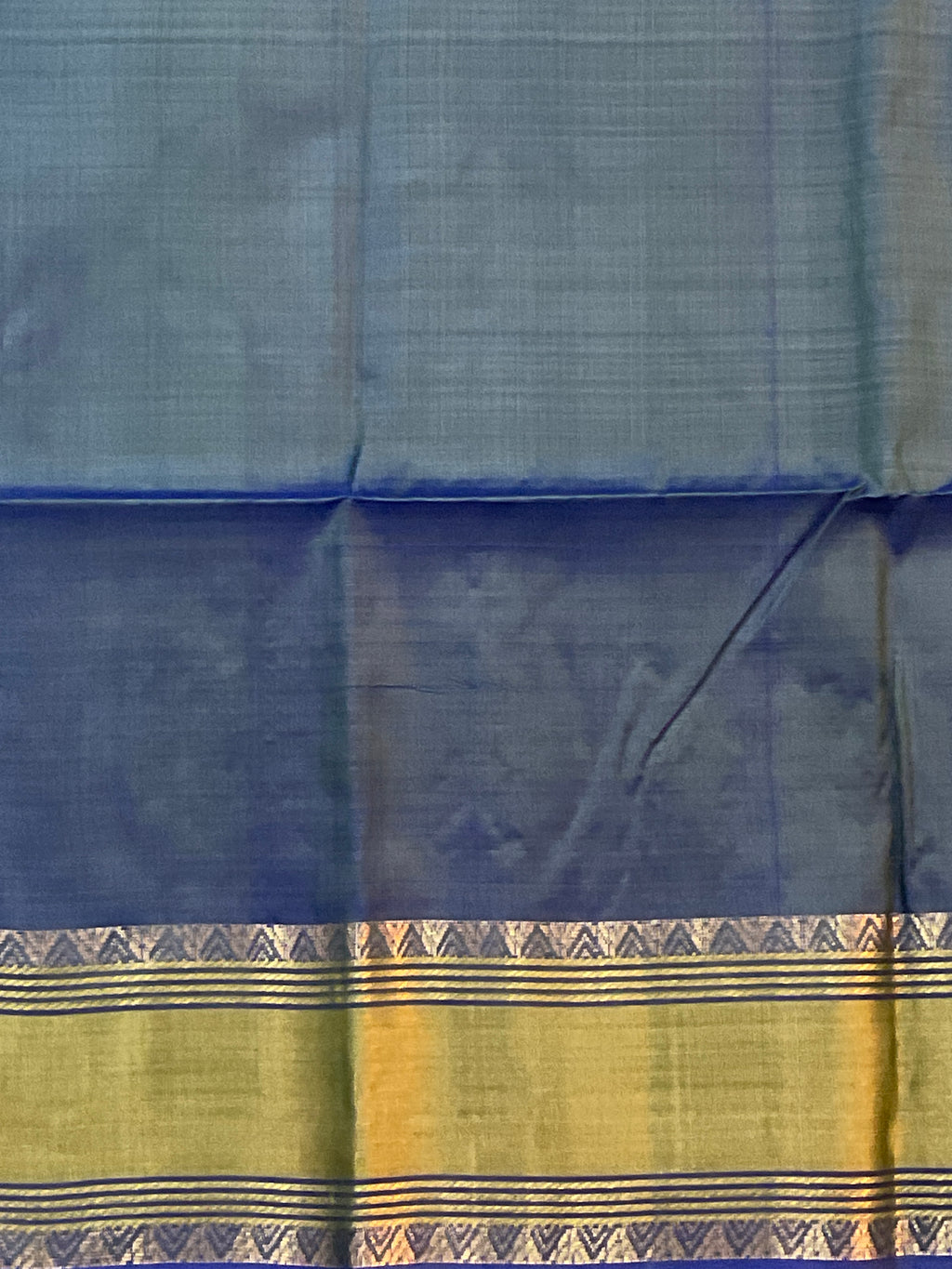 Handwoven Pure Silk Saree in Blue with Rich Weave Pallu, Contrast Border & Blouse