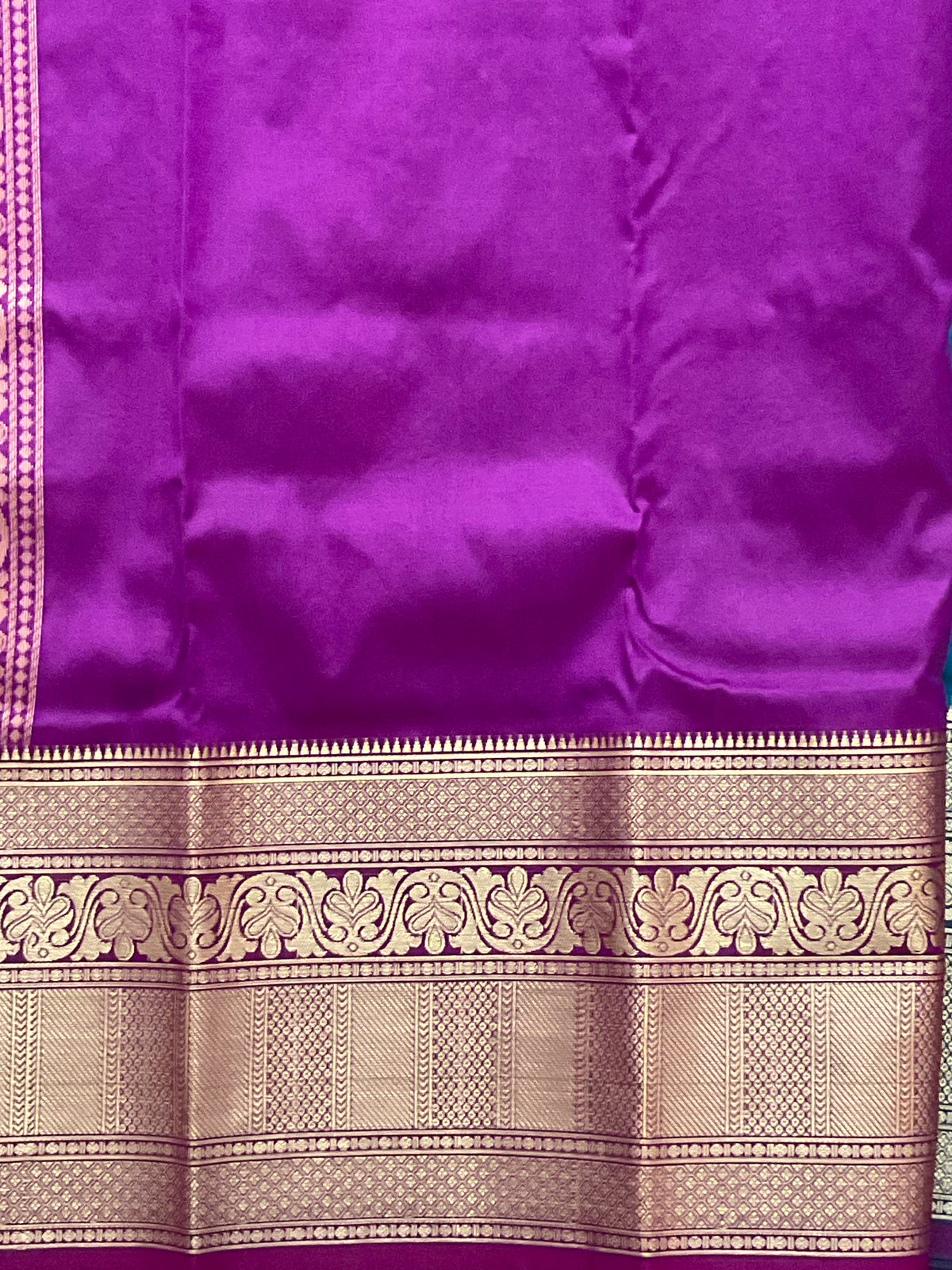 Blue Kanchipuram Silk Saree – Purple Contrast Pallu & Purple Heavy Border with Blouse