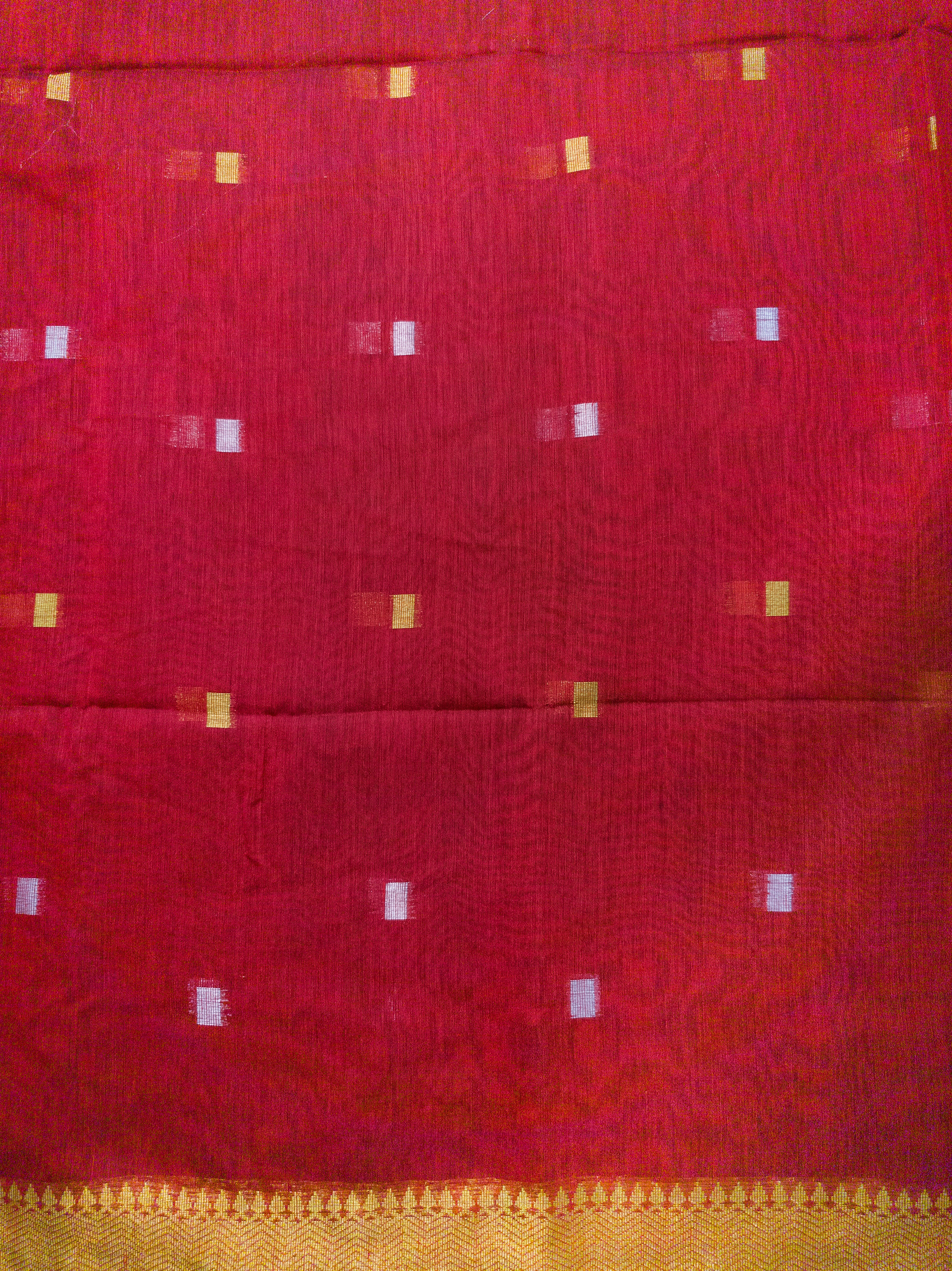 Red & Black Handloom Cotton Saree
