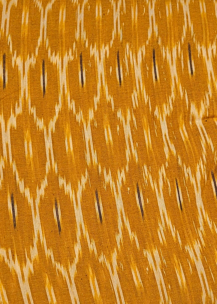 Deep Mustard Pochampally Ikkat Handloom Cotton Fabric (Per Metre)