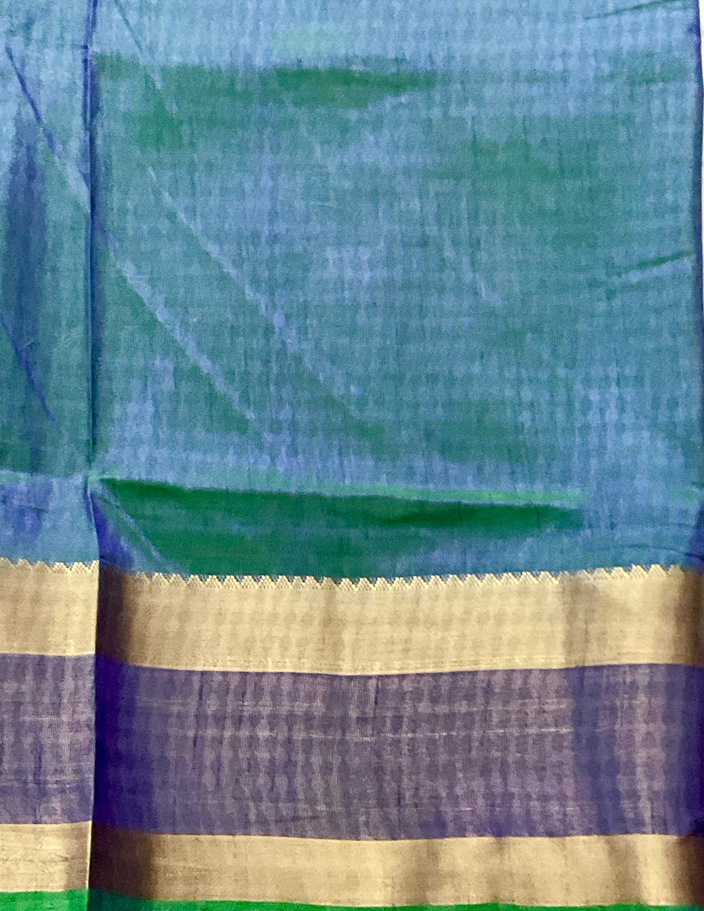 Pochampally Cotton Silk Ikkat Patola Print Saree in Ferozi Blue with Dark Blue Designer Pallu