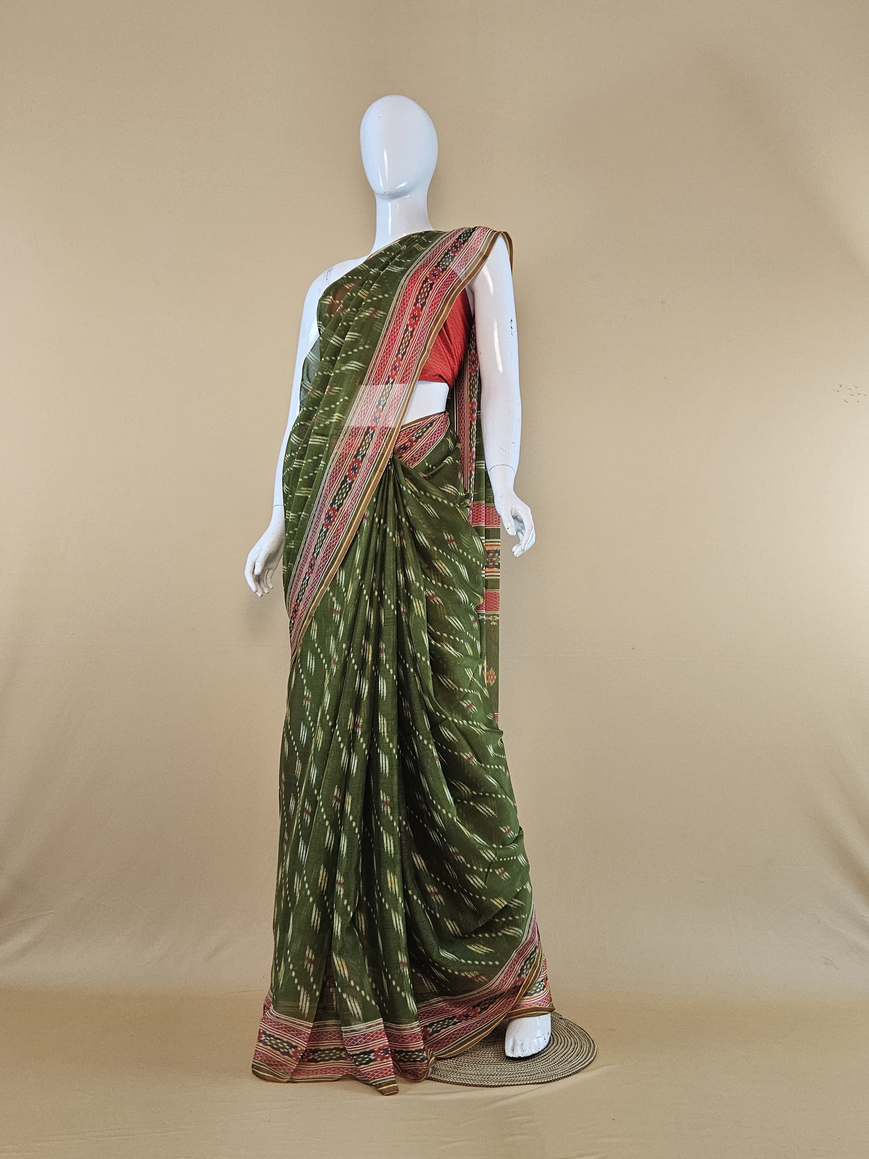 Garden Vareli Nova Nara Chiffon Saree with Blouse — Dark Green