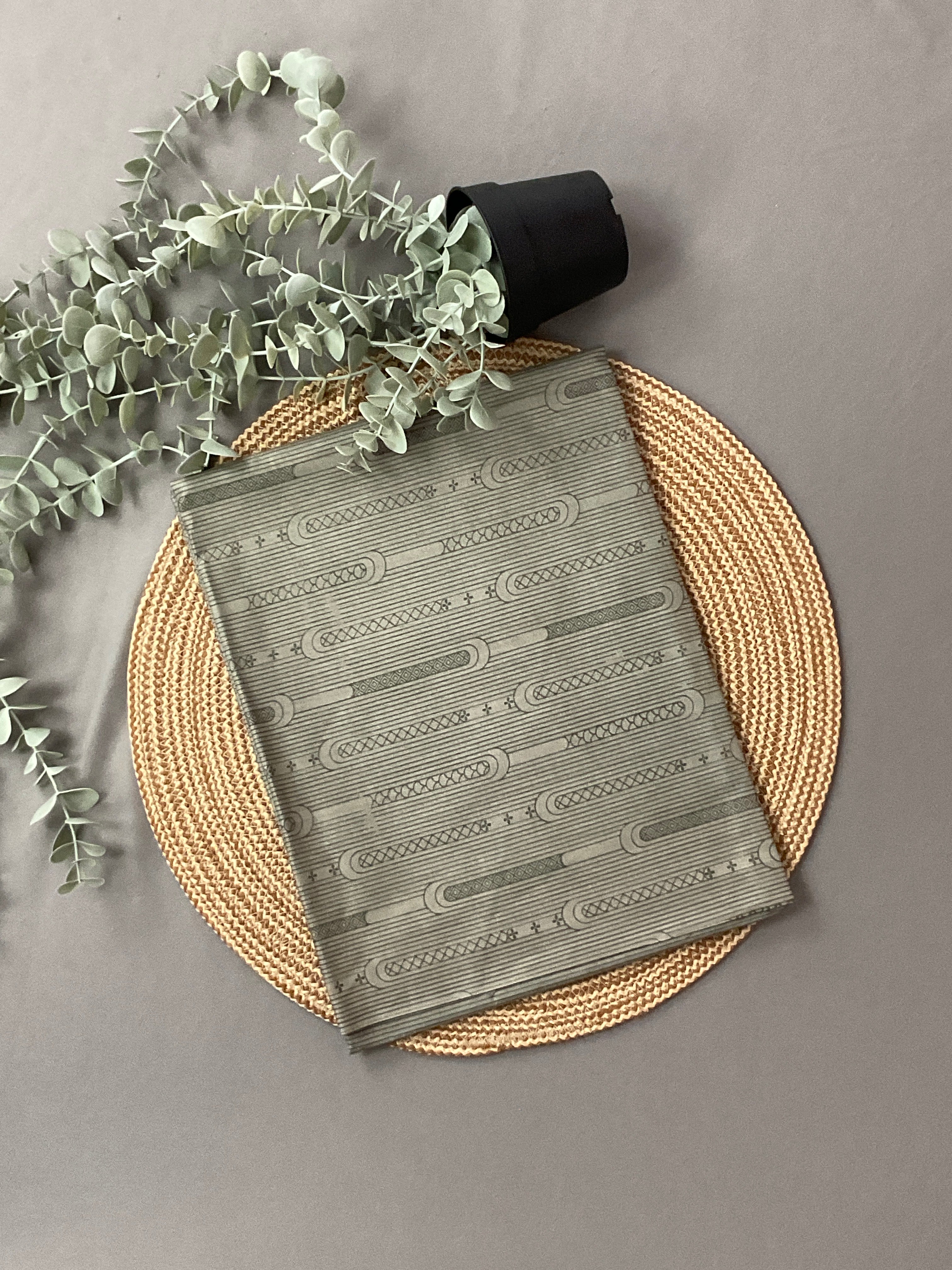 Sage Green Block Print Cotton Dress Material
