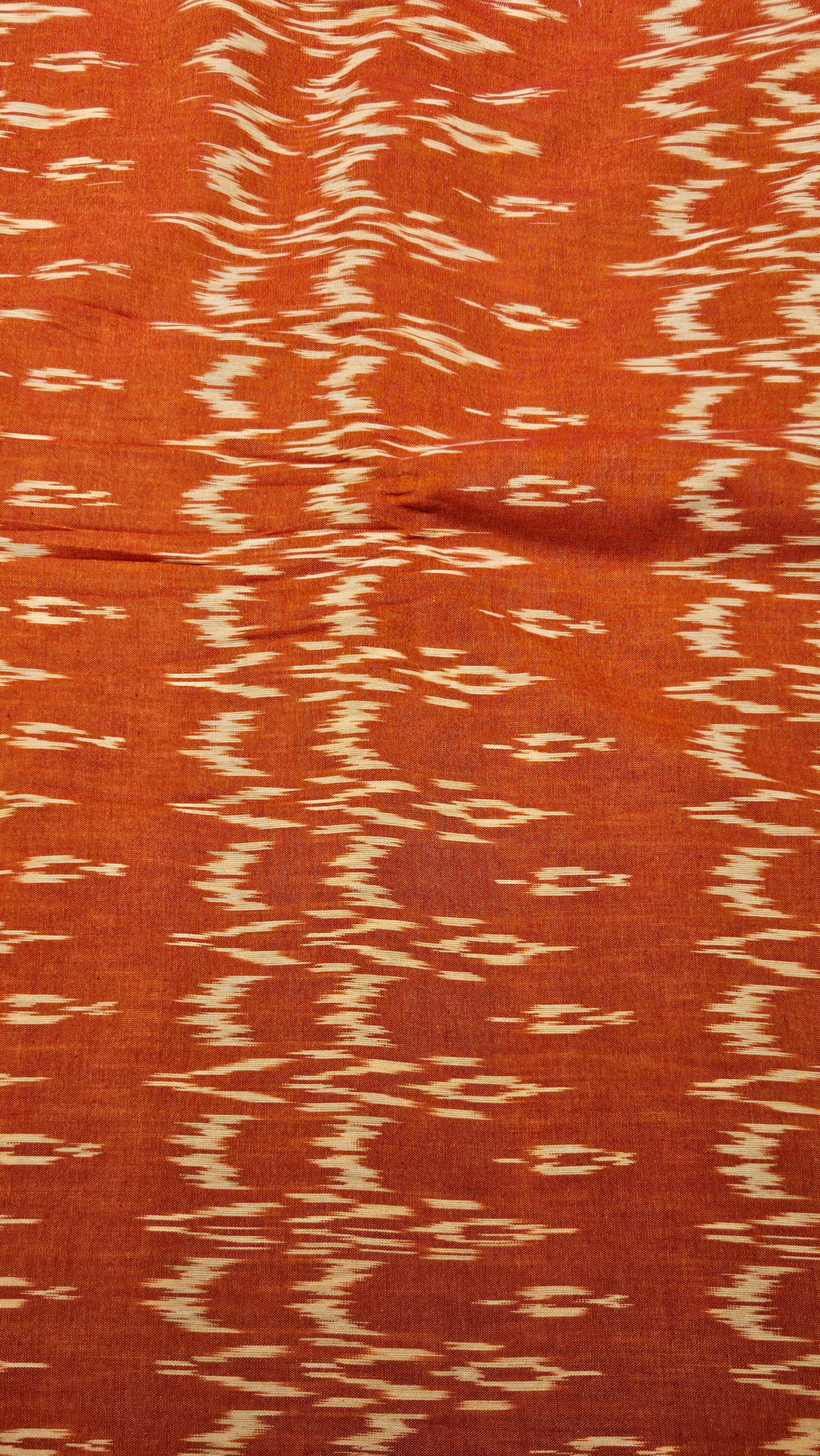 Deep Orange Pochampally Ikkat Handloom Cotton Fabric (Per Metre)