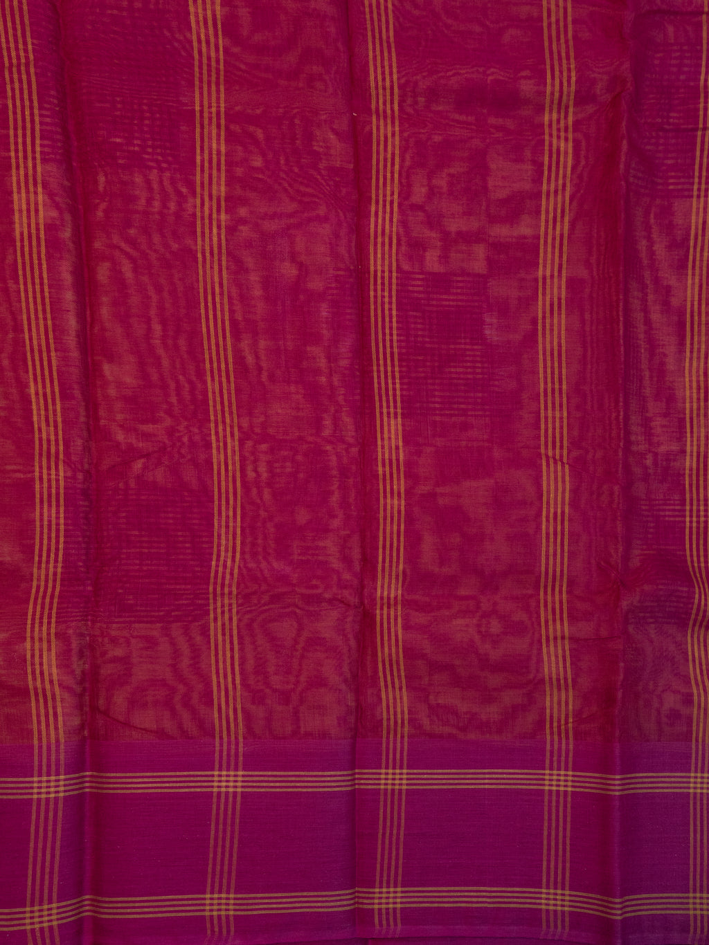 Deep Mustard Pochampally Ikat Cotton Saree with Magenta Border