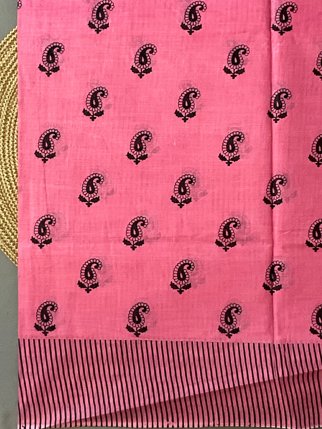 Pink Floral Printed Cotton Saree with Blouse