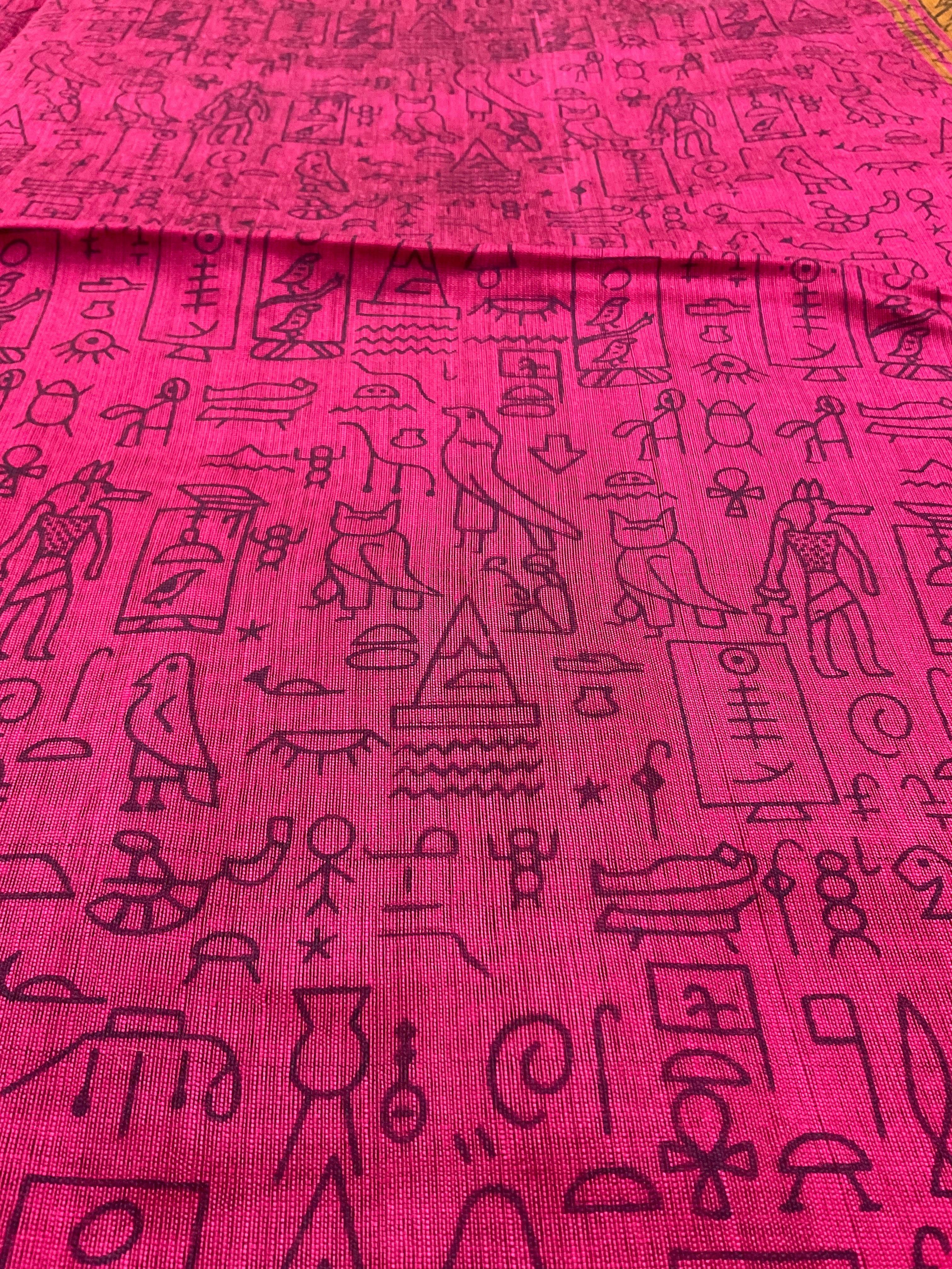 Handloom cotton silk saree in Kalamkari Vareli printing all over with blouse — pink saree with mustard pallu