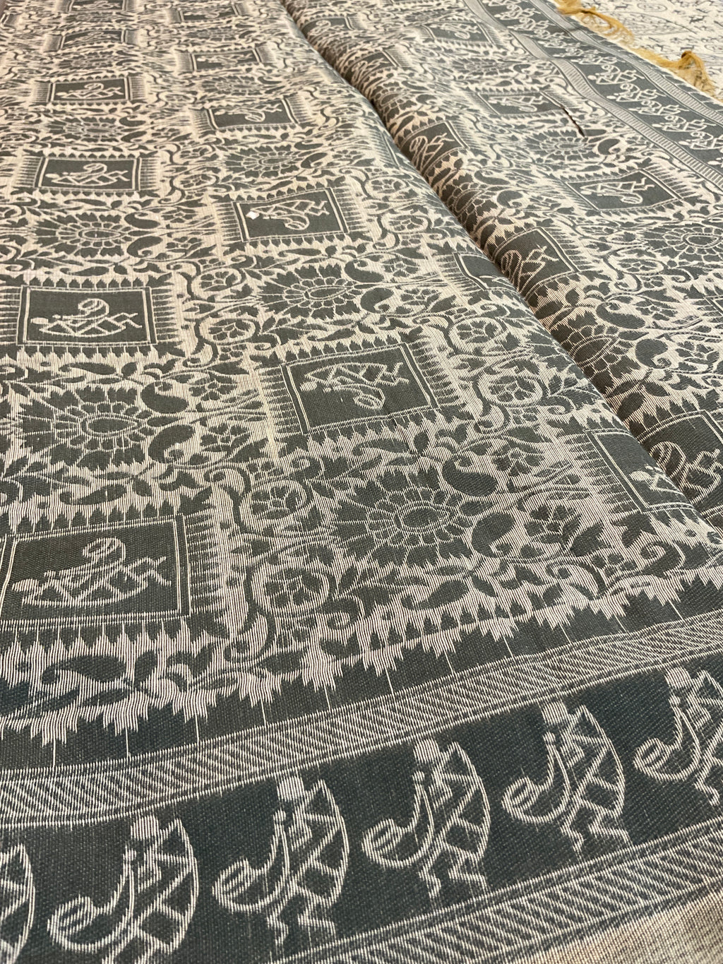 Grey Kalamkari Cotton-Linen Saree