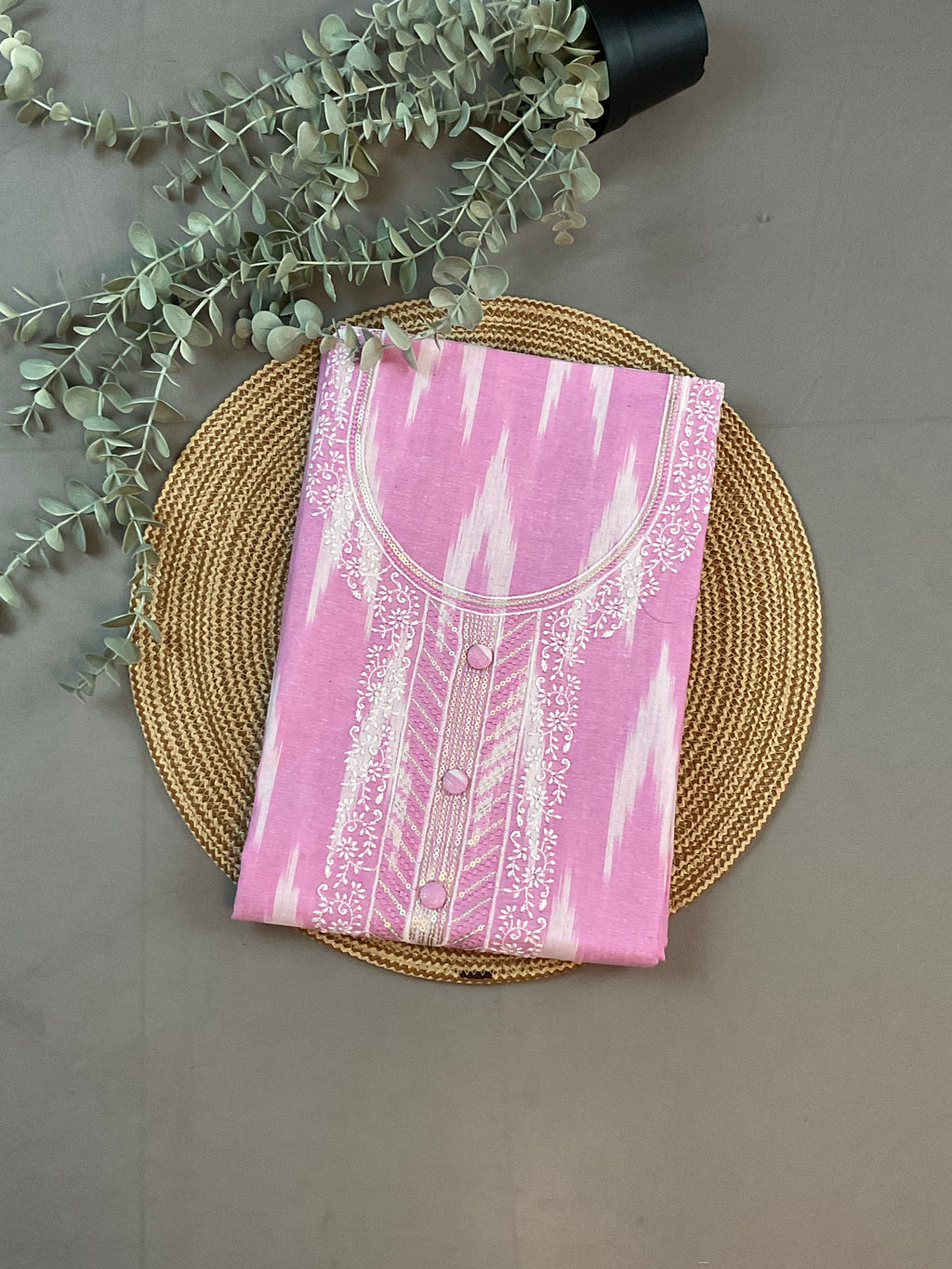 Pink Pochampally Ikkat Dress Material