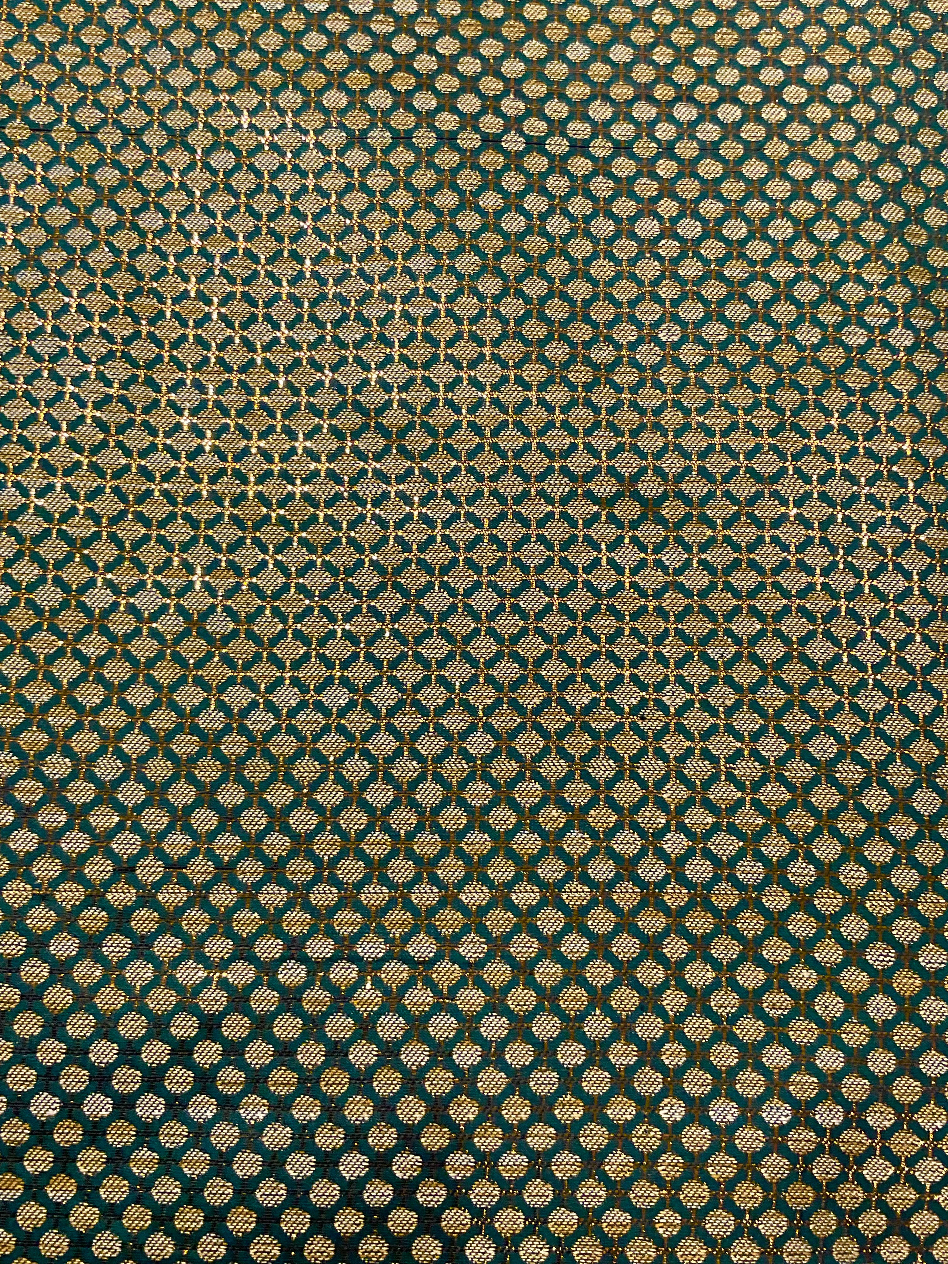 Green & Gold Handloom Silk Fabric