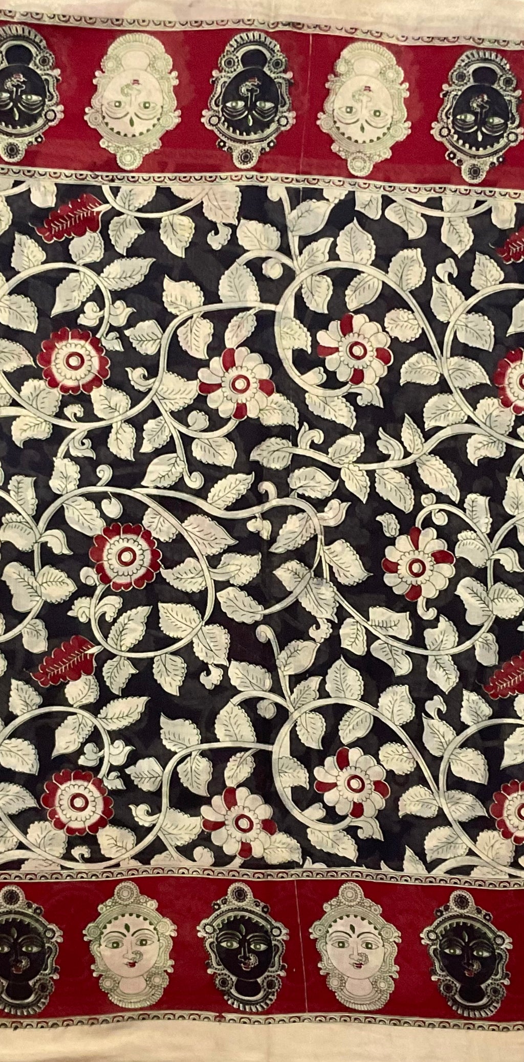Kalamkari Hand Block Print Mul Cotton Saree – Black | With Blouse Piece