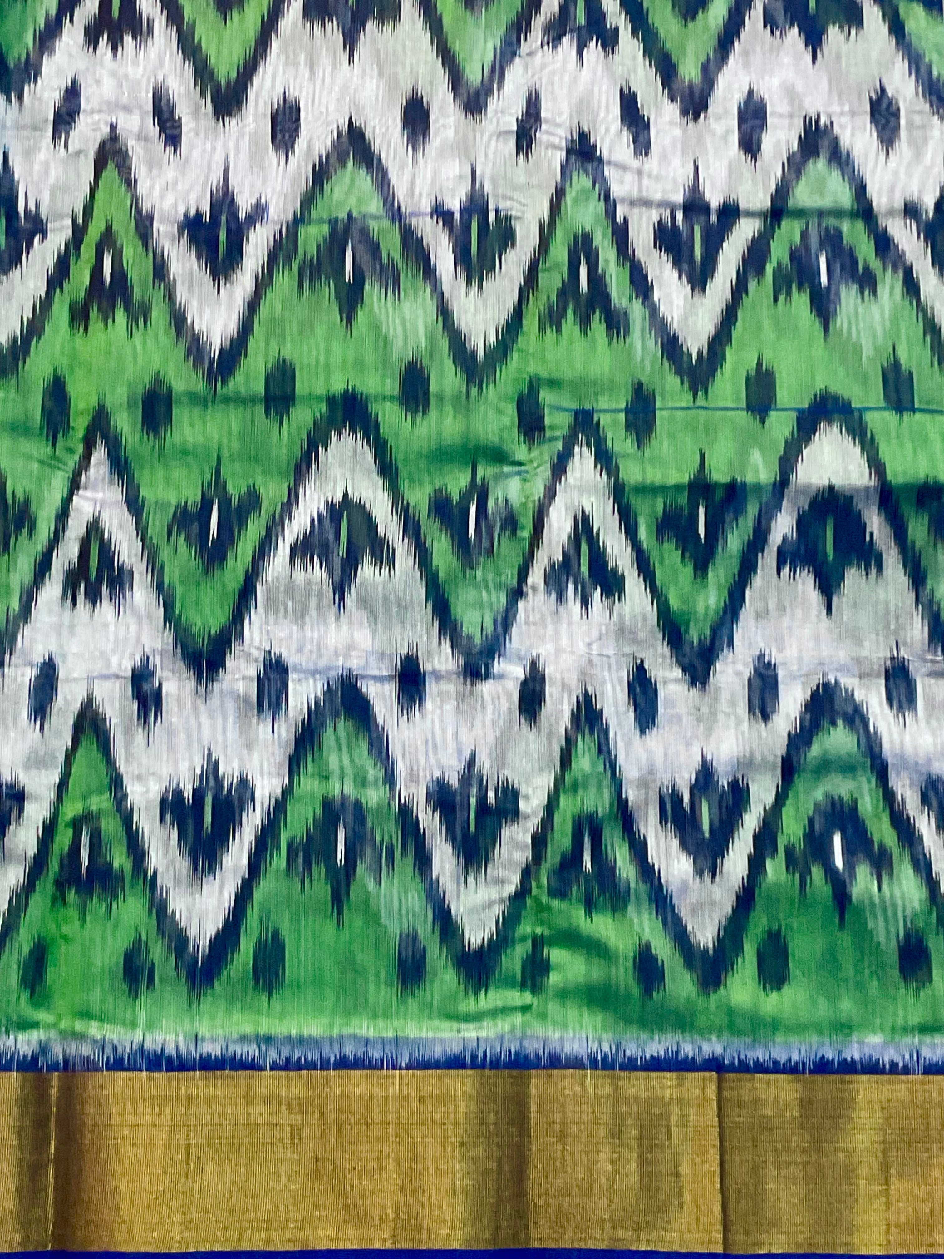 Blue & Green Pochampally Sico Silk Saree