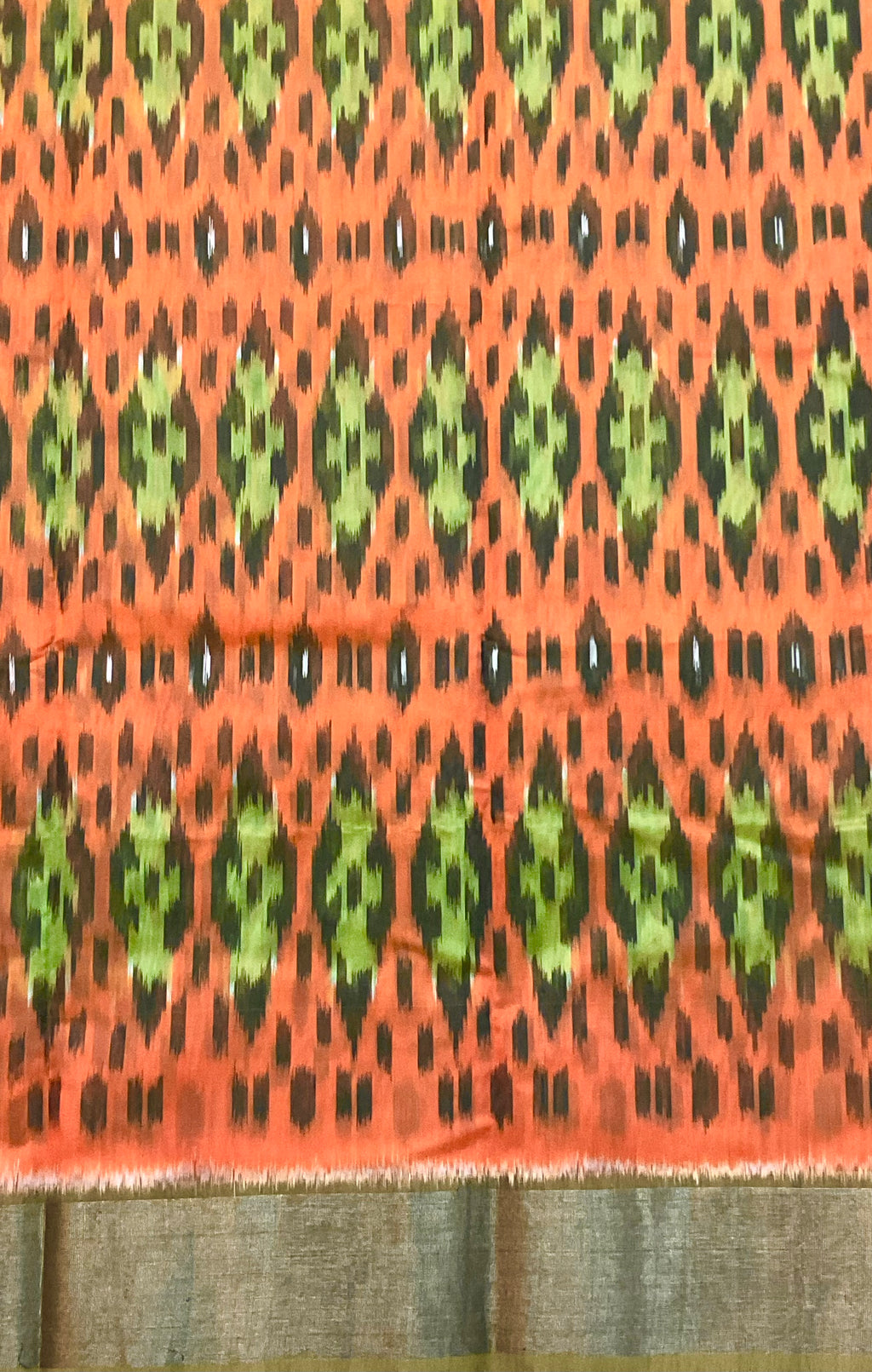 Orange & Green Pochampally Sico Silk Saree