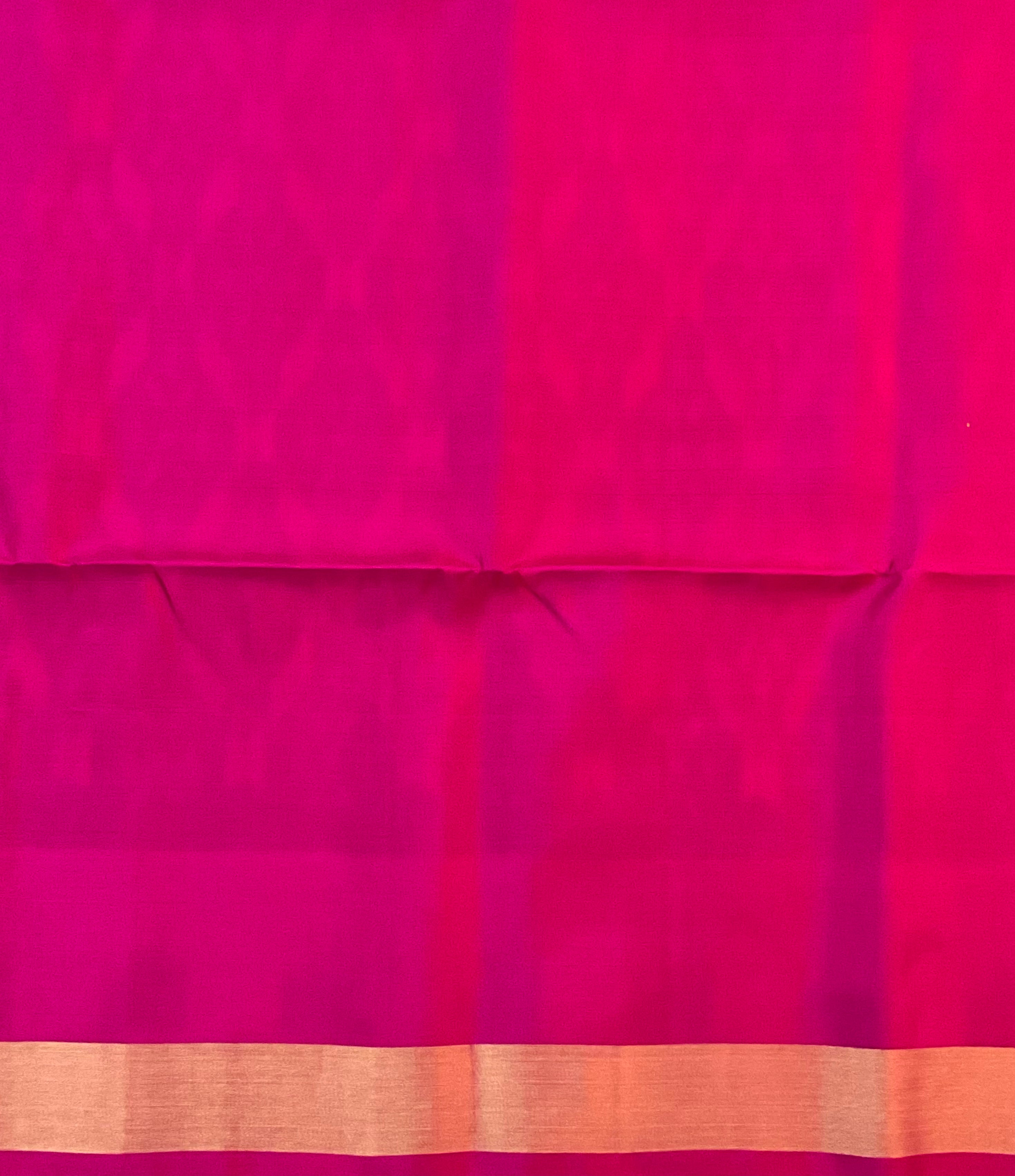 Olive Green Pochampally Ikat Silk Saree with Contrast Rani Pink Pallu & Plain Blouse