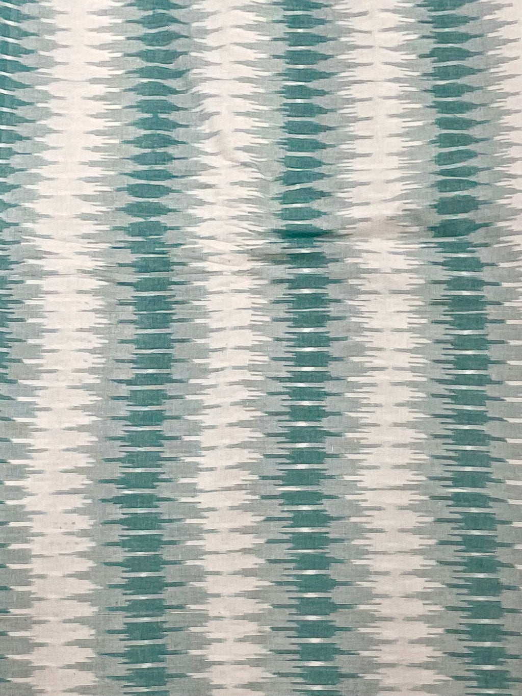 Sea Green & White Pochampally Ikkat Cotton Fabric – Diamond Design (Per Metre)