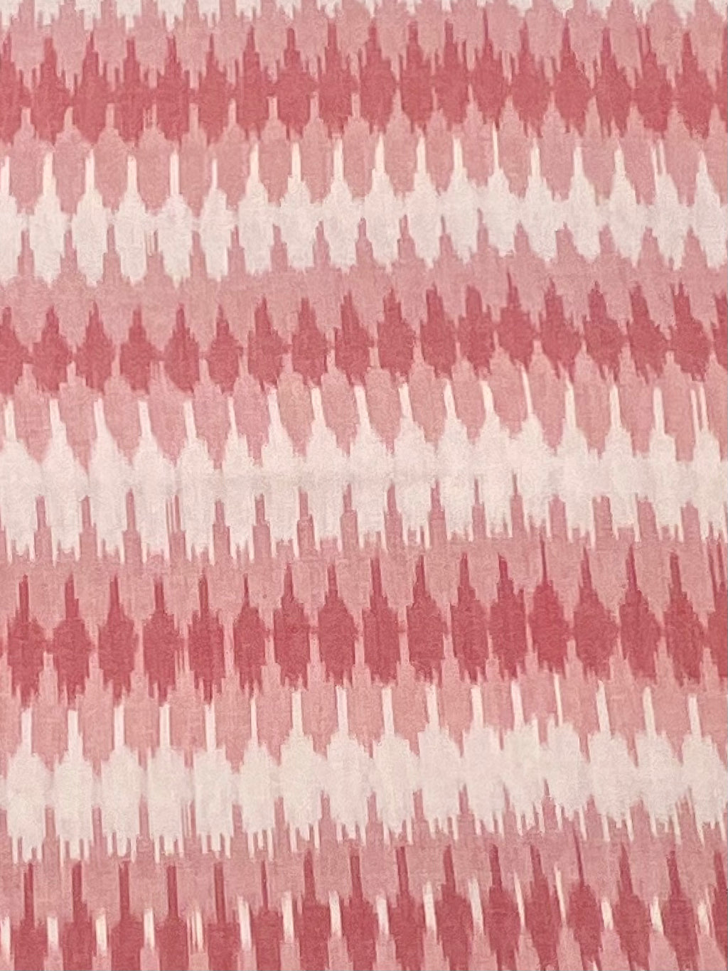 Baby Pink & White Pochampally Ikkat Cotton Fabric – Diamond Design (Per Metre)