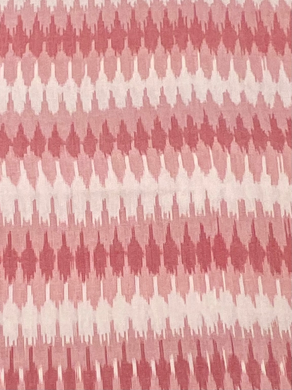 Baby Pink & White Pochampally Ikkat Cotton Fabric – Diamond Design (Per Metre)