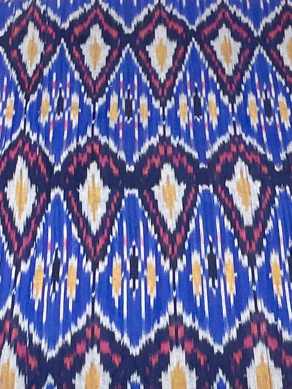 Multicolour Pochampally Ikkat Cotton Fabric – Blue Base (Per Metre)