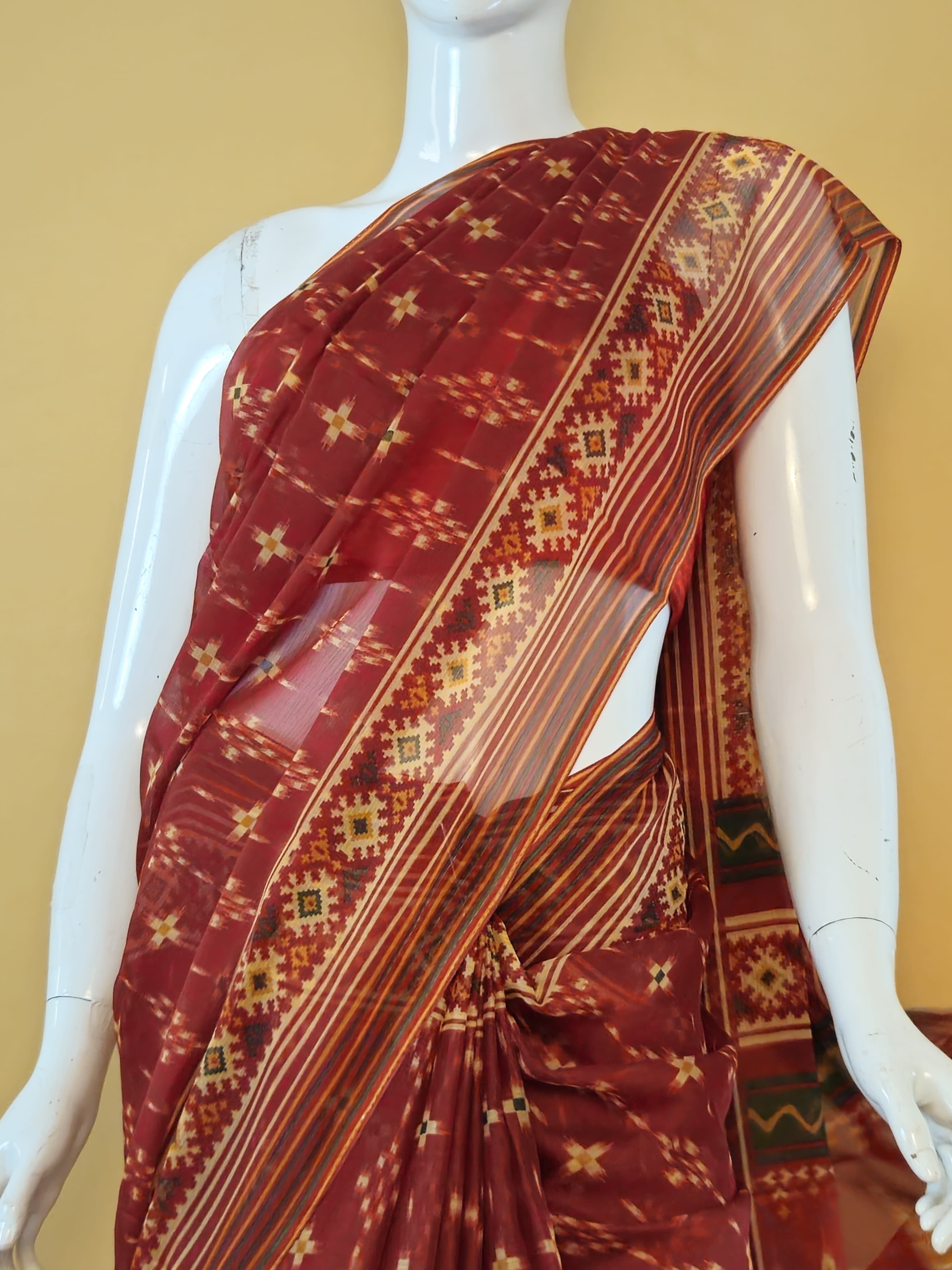 Garden Vareli Nara Chiffon Pink Saree with blouse - Sri Manisha Sarees