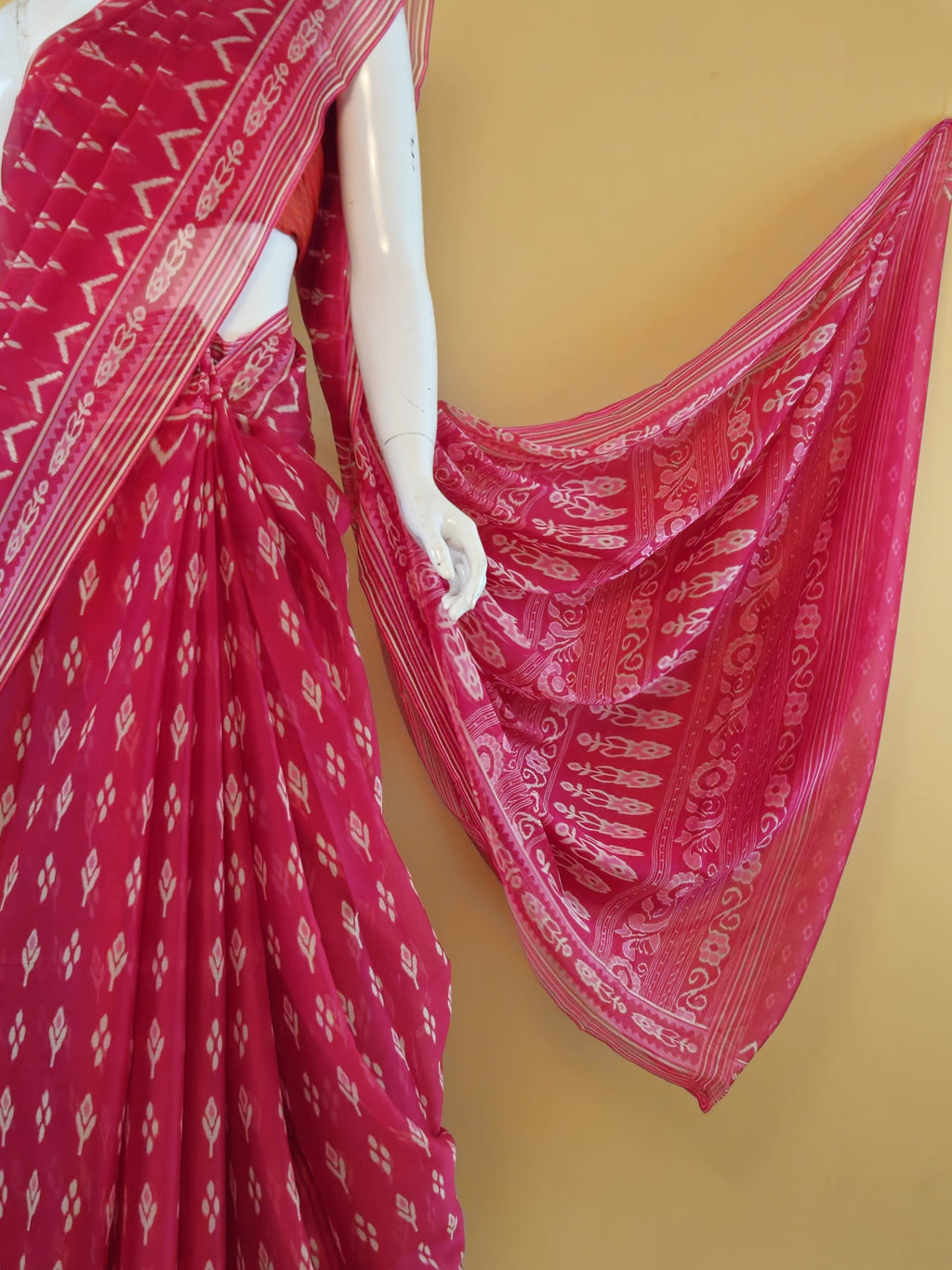 Garden Vareli Blue Nara Chiffon Saree drape view - Sri Manisha Sarees Secunderabad