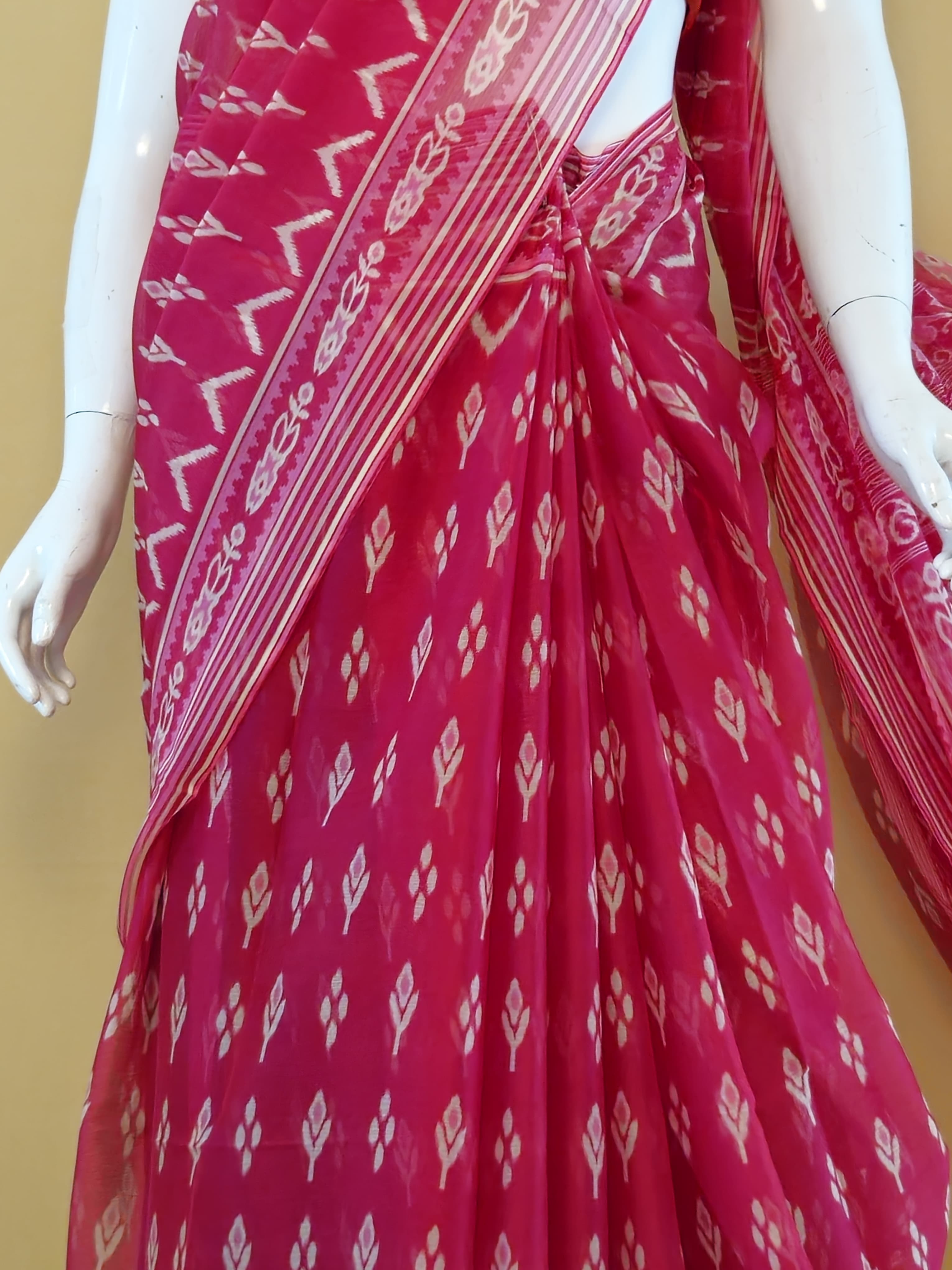 Garden Vareli Blue Chiffon Saree fabric closeup - Sri Manisha Sarees