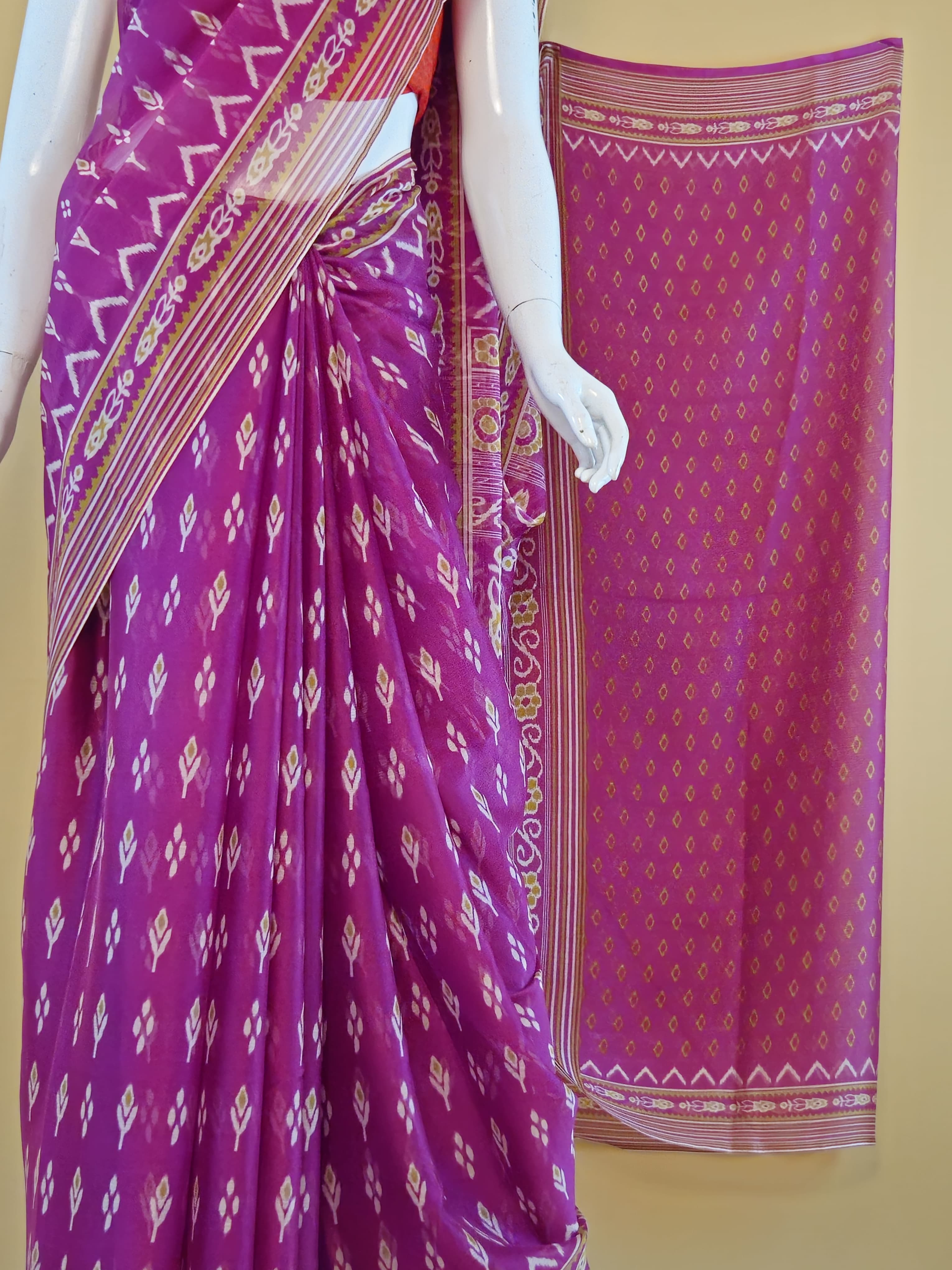 Garden Vareli Nova Nara Chiffon Saree with Blouse — Purple