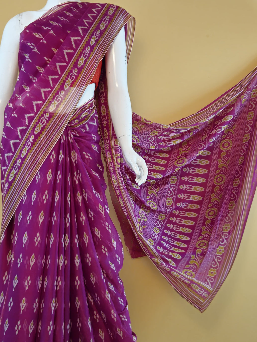 Garden Vareli Nova Nara Chiffon Saree with Blouse — Purple