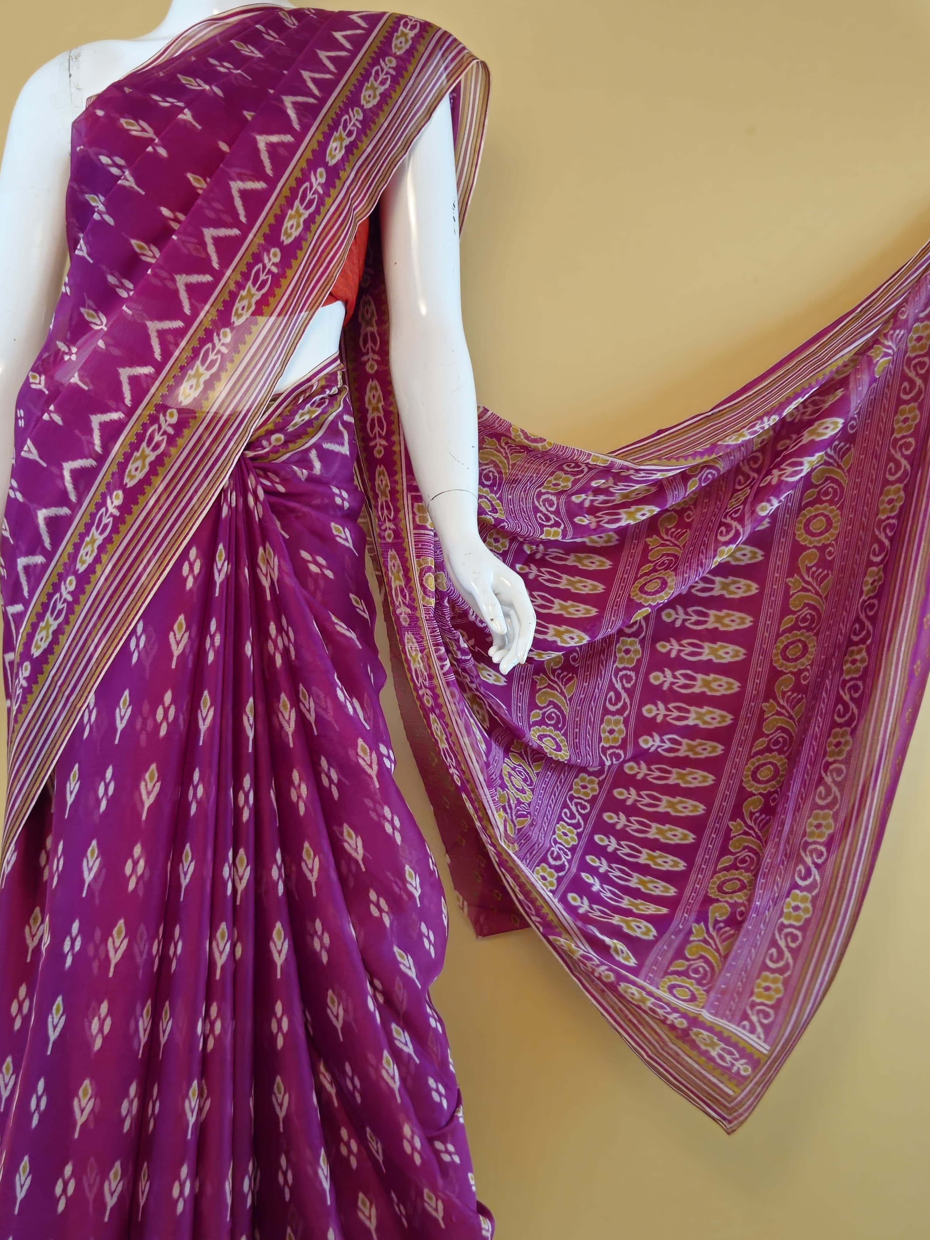 Garden Vareli Nova Nara Chiffon Saree with Blouse — Purple