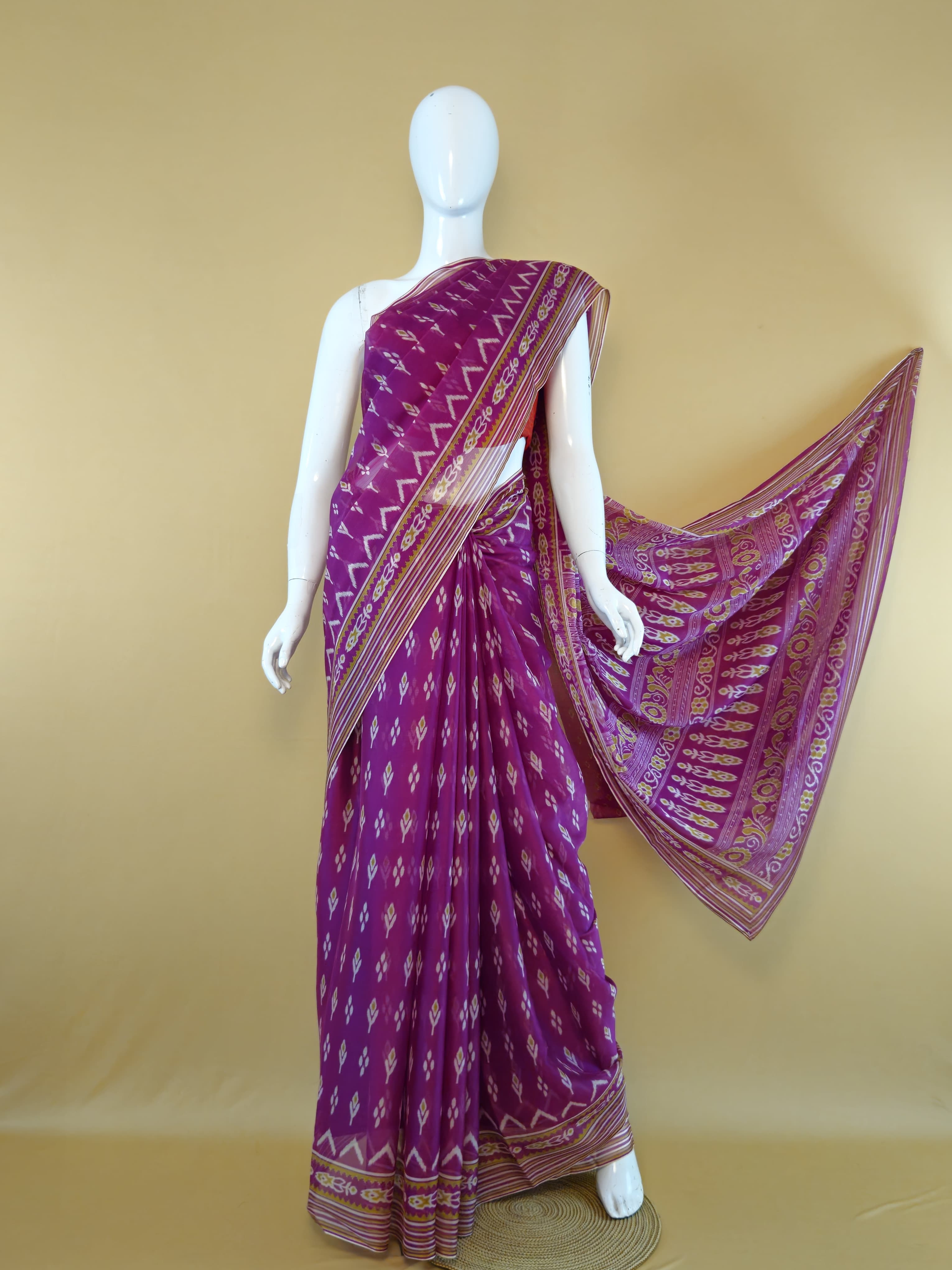 Garden Vareli Nova Nara Chiffon Saree with Blouse — Purple