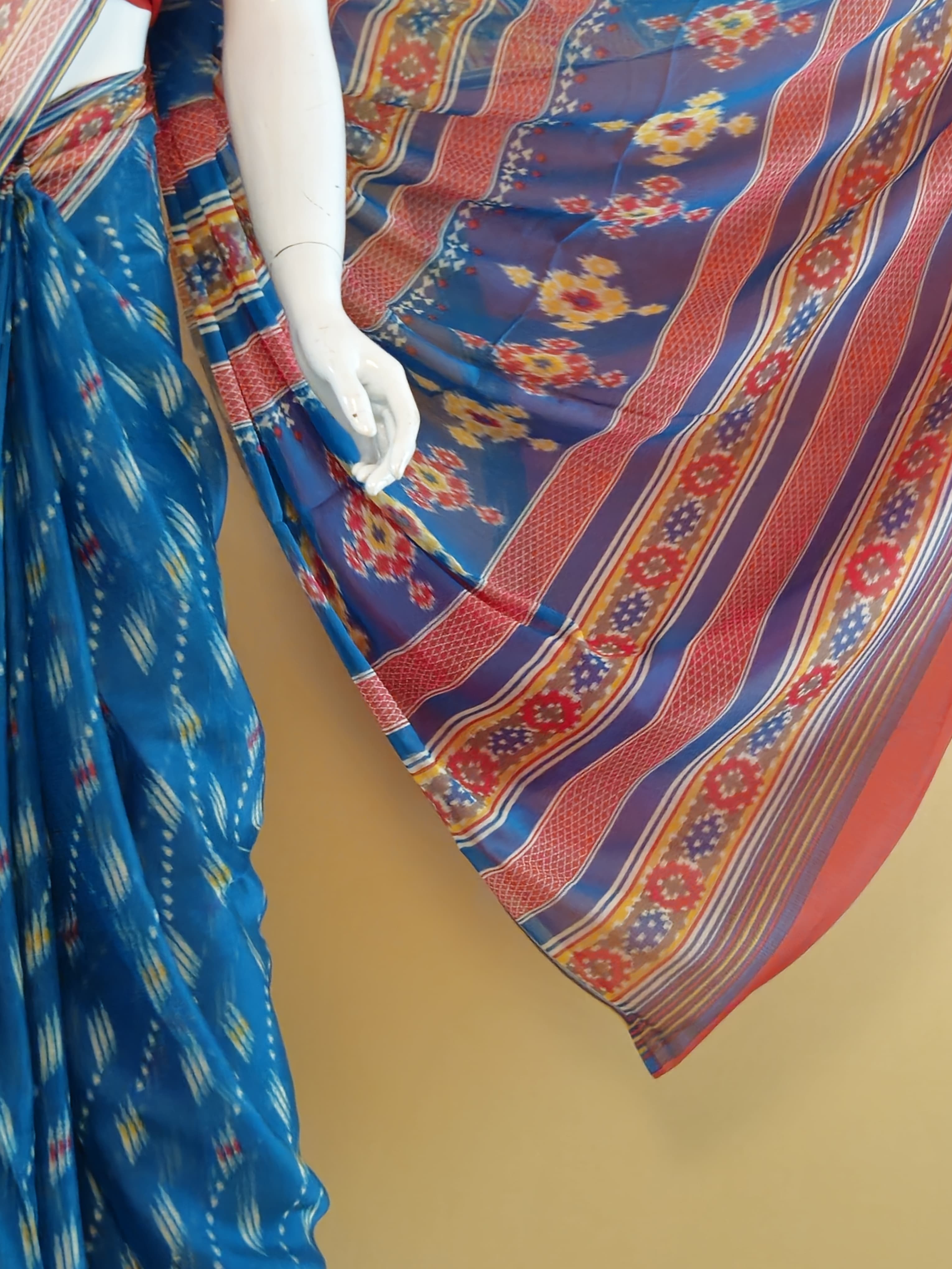 Garden Vareli Nova Nara Chiffon Saree with Blouse — Blue