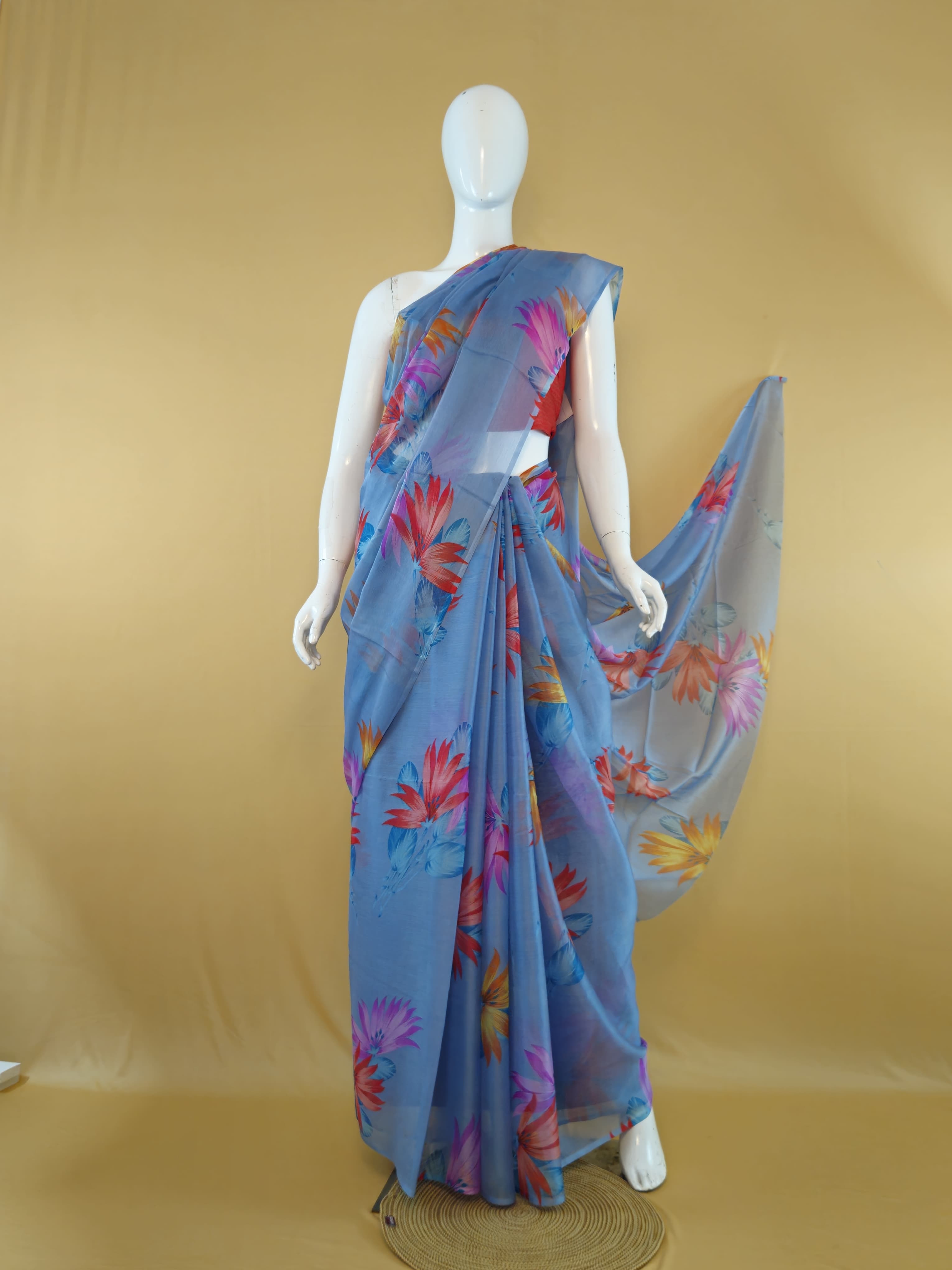 Garden Vareli Nara Chiffon Saree (Saree Only) — Beige