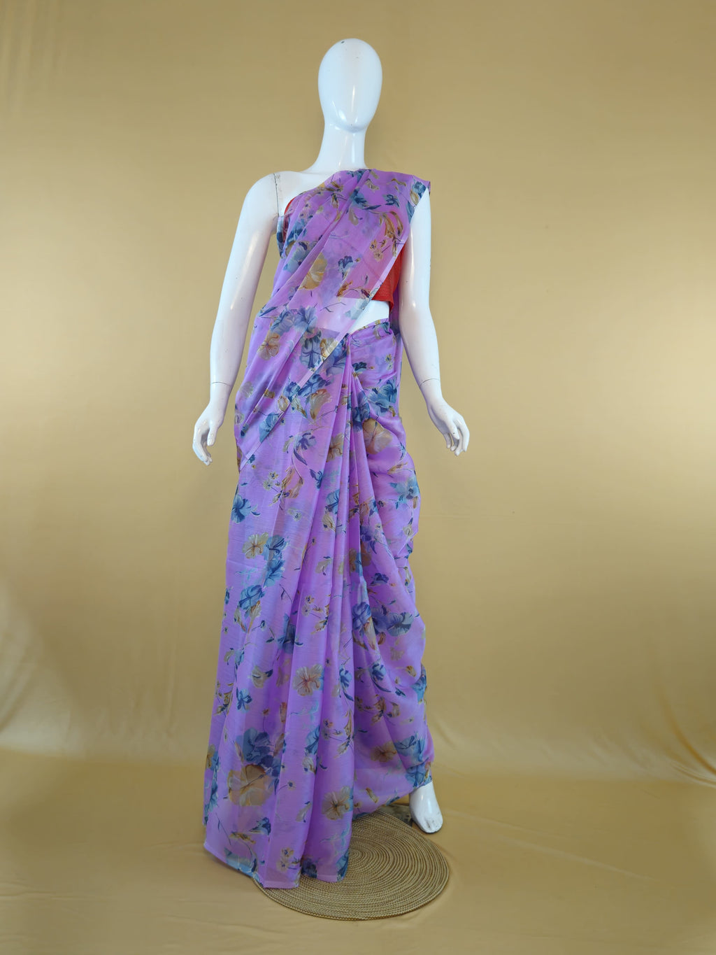 Garden Vareli Nara Chiffon Saree — Pink
