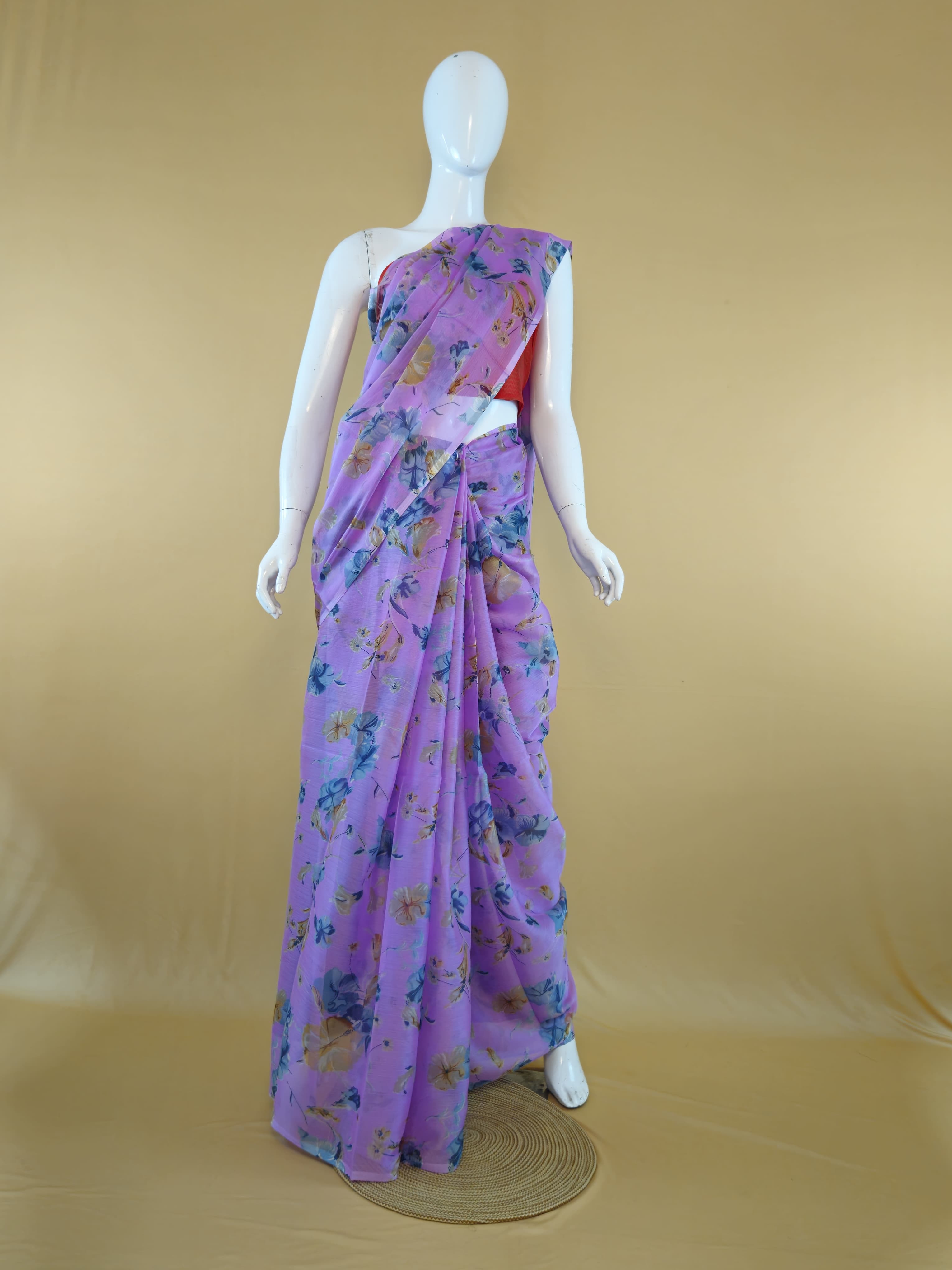 Garden Vareli Nara Chiffon Saree (Saree Only) — Pink