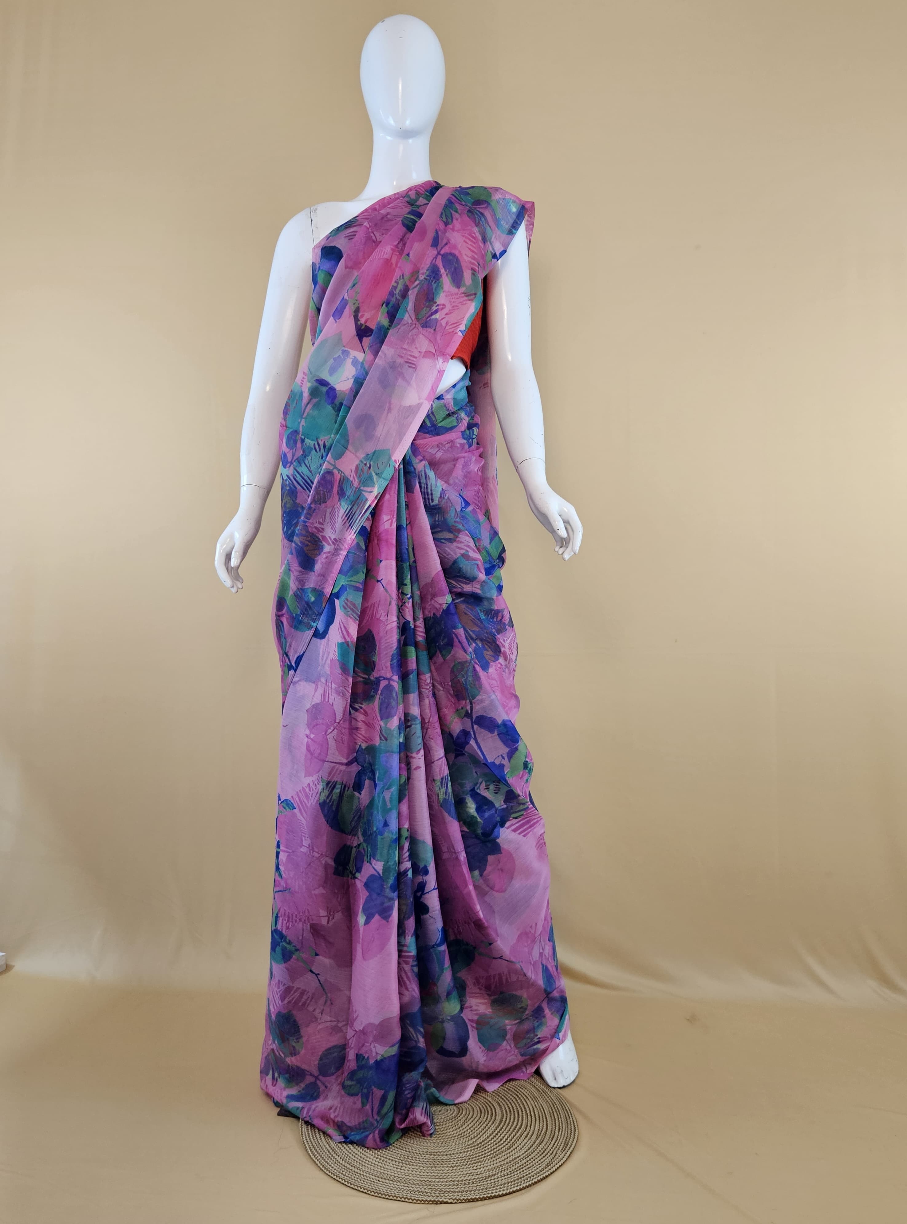 Garden Vareli Nara Chiffon Saree (Saree Only) — Baby Pink
