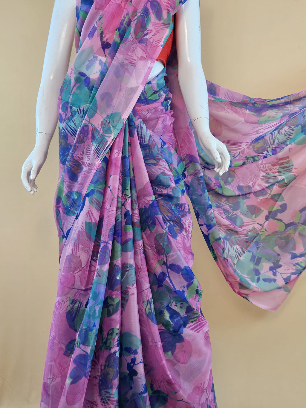 Garden Vareli Nara Chiffon Saree (Saree Only) — Baby Pink
