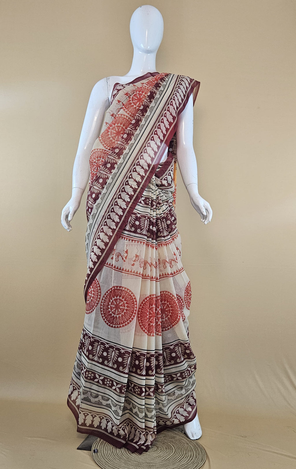 Garden Vareli Summer Lentus Kalamkari Saree with Blouse — Multicolour
