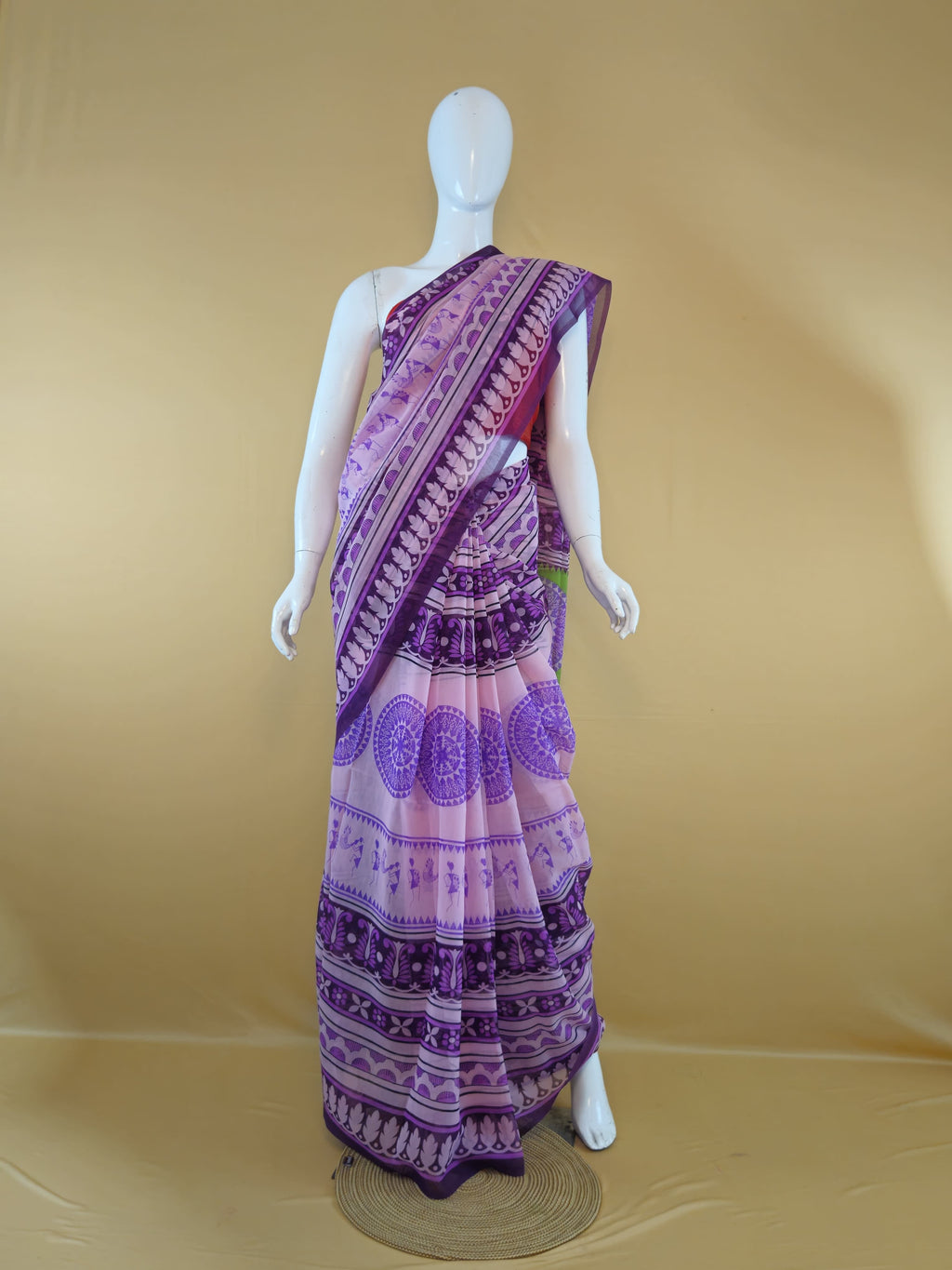 Garden Vareli Summer Lentus Kalamkari Saree with Blouse — Pink