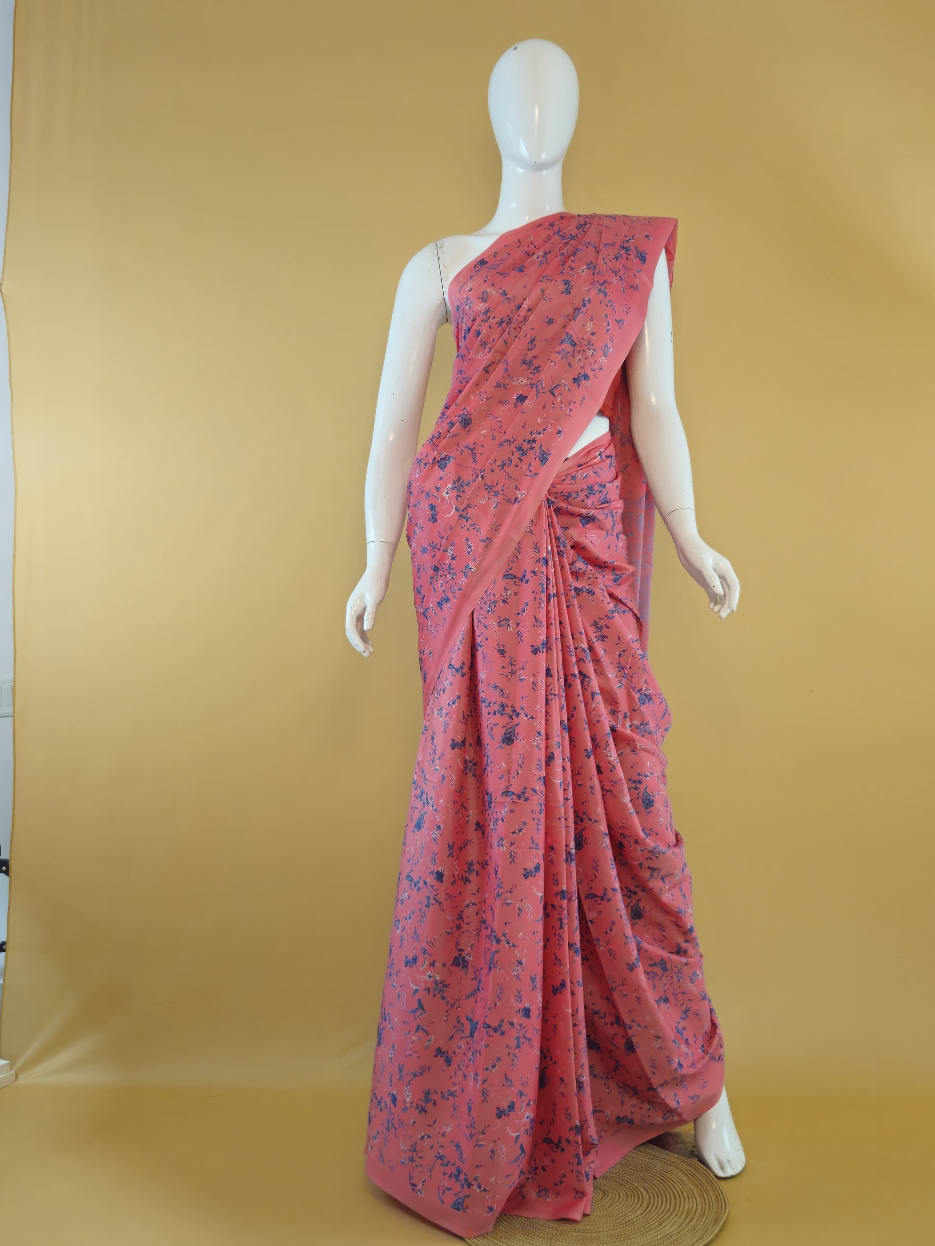 Garden Vareli Super Como Crepe Saree with Blouse — Orange