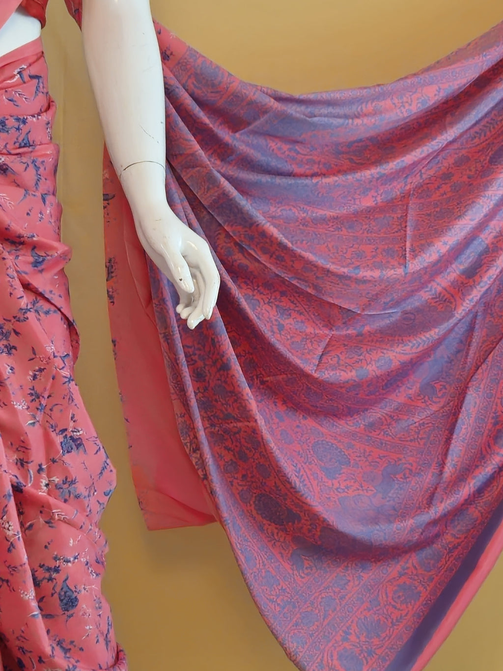 Garden Vareli Super Como Crepe Saree with Blouse — Orange