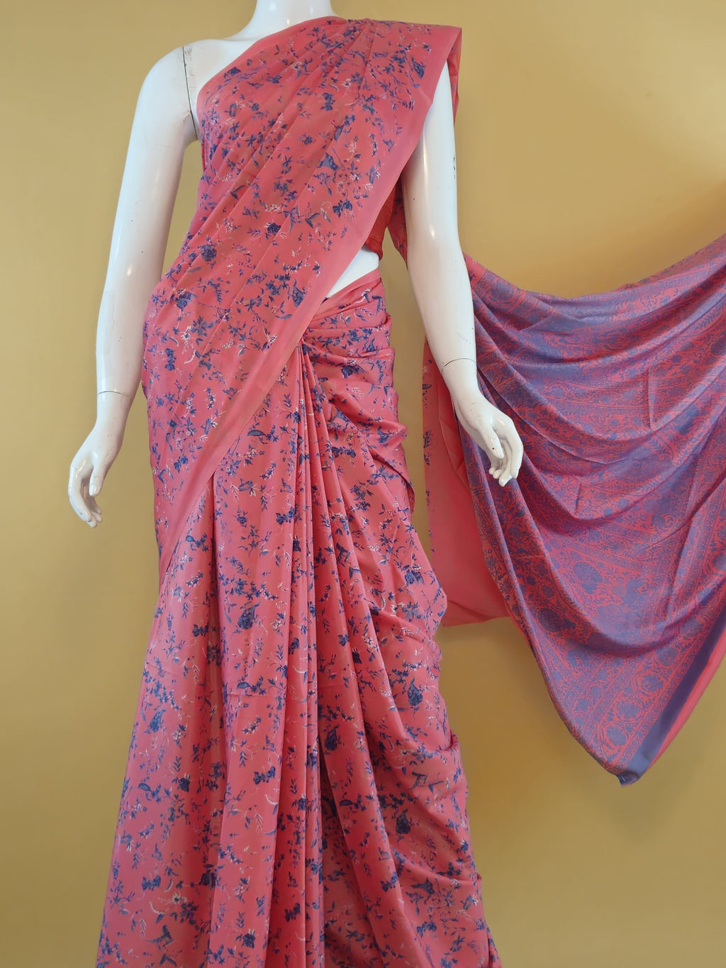 Garden Vareli Super Como Crepe Saree with Blouse — Orange