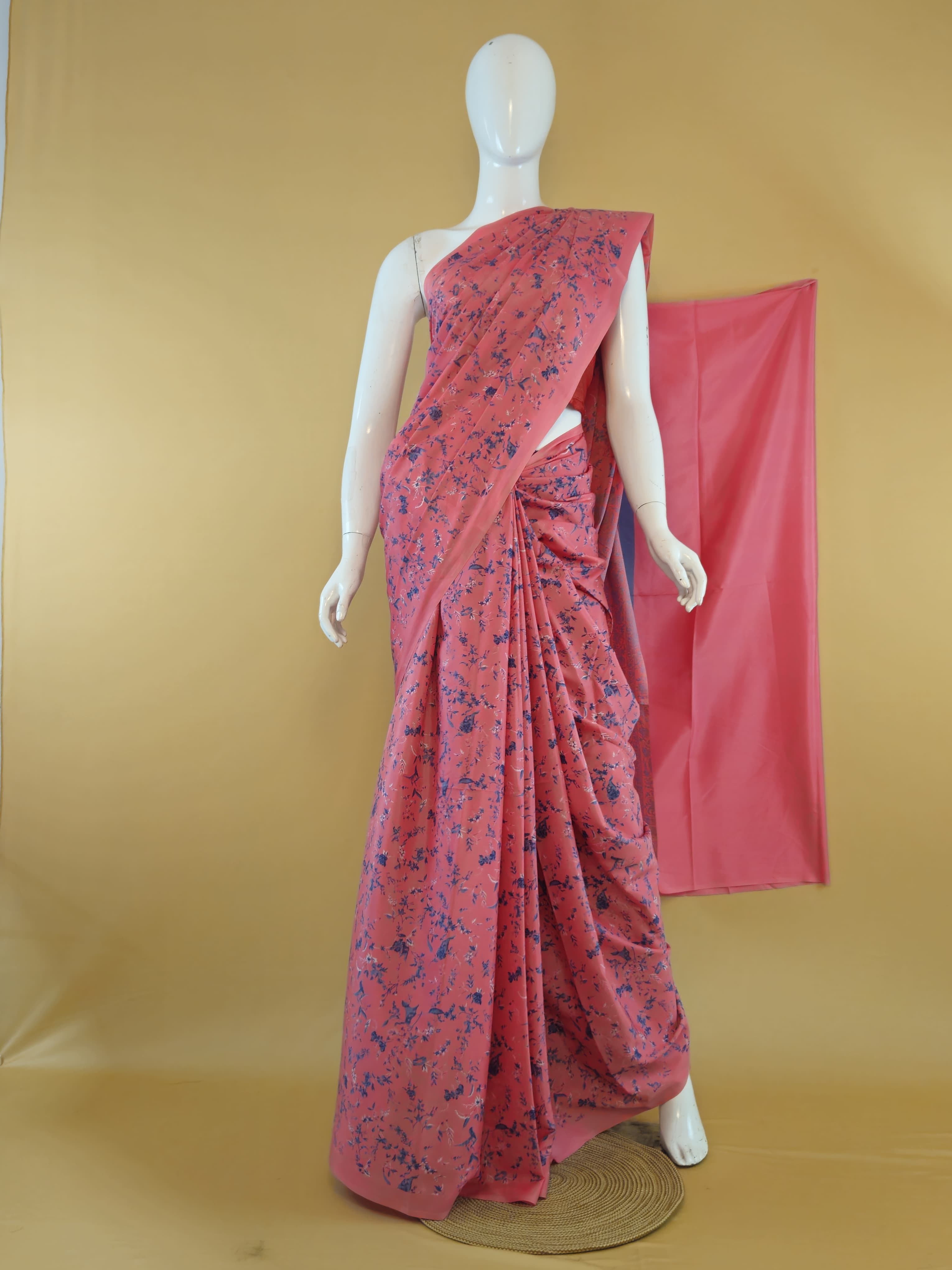 Garden Vareli Super Como Crepe Saree with Blouse — Orange