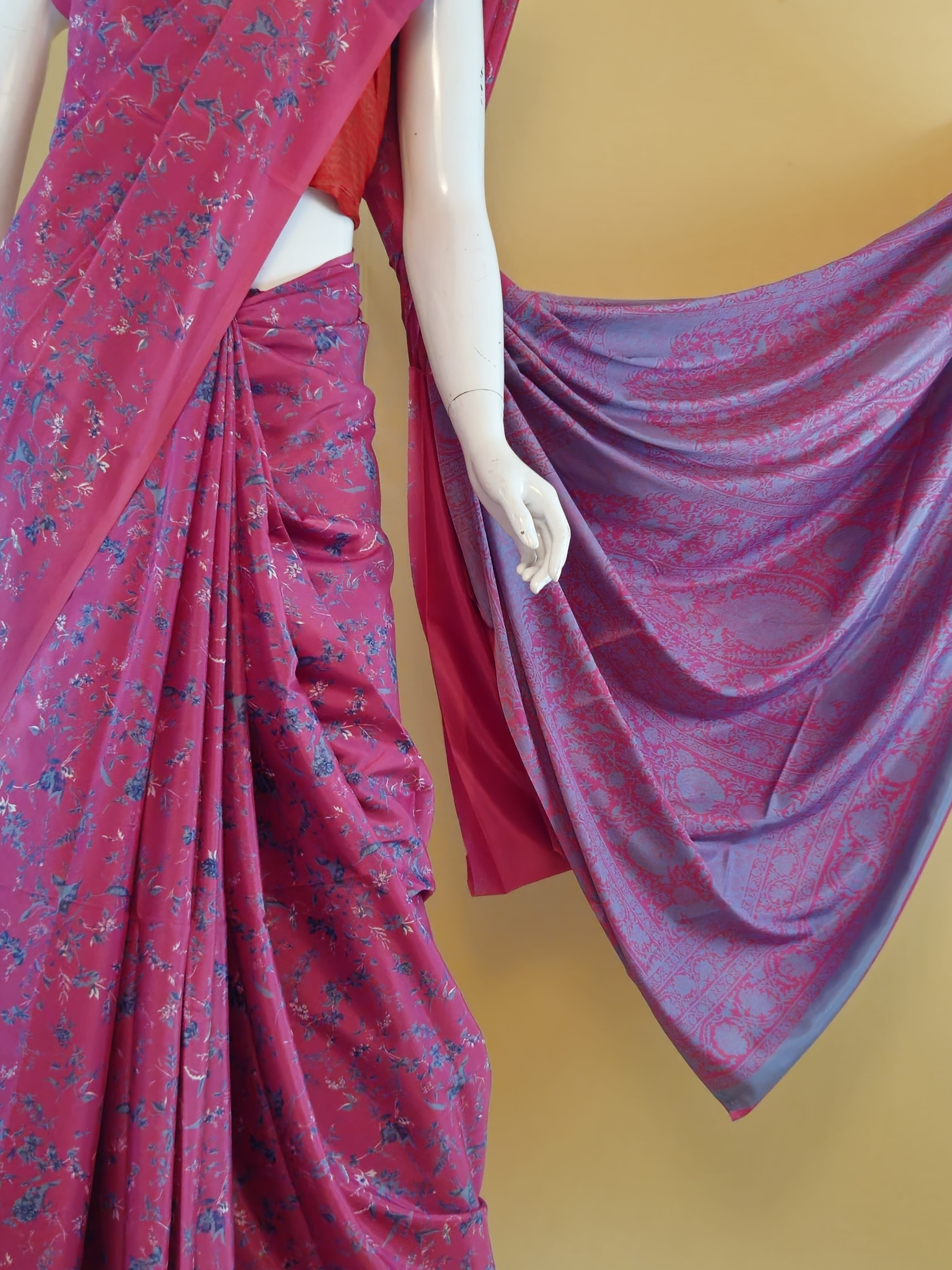Garden Vareli Super Como Crepe Saree with Blouse — Baby Pink