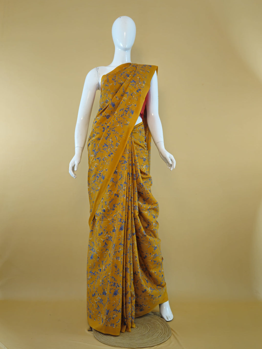 Garden Vareli Super Como Crepe Saree with Blouse — Yellow