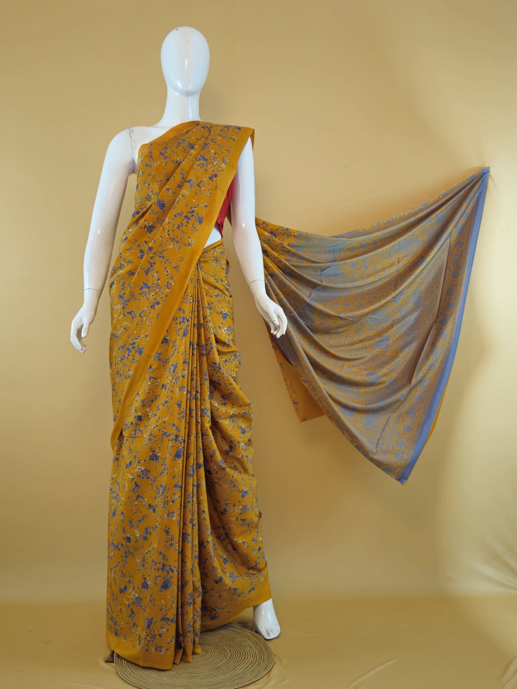 Garden Vareli Super Como Crepe Saree with Blouse — Yellow