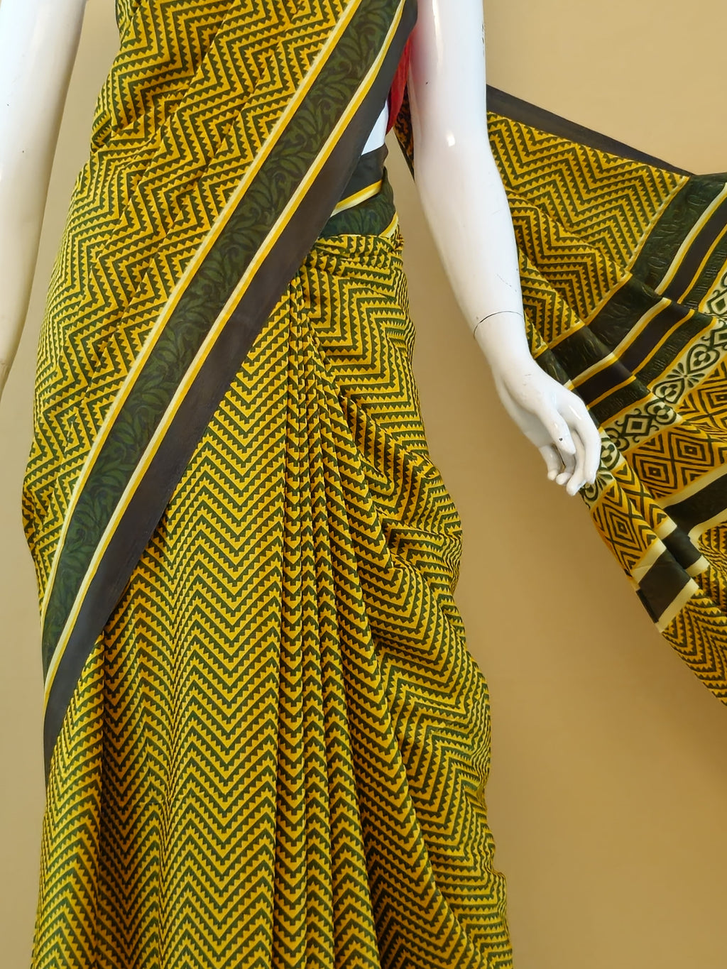 Garden Vareli Como Crepe Saree with Blouse — Mustard