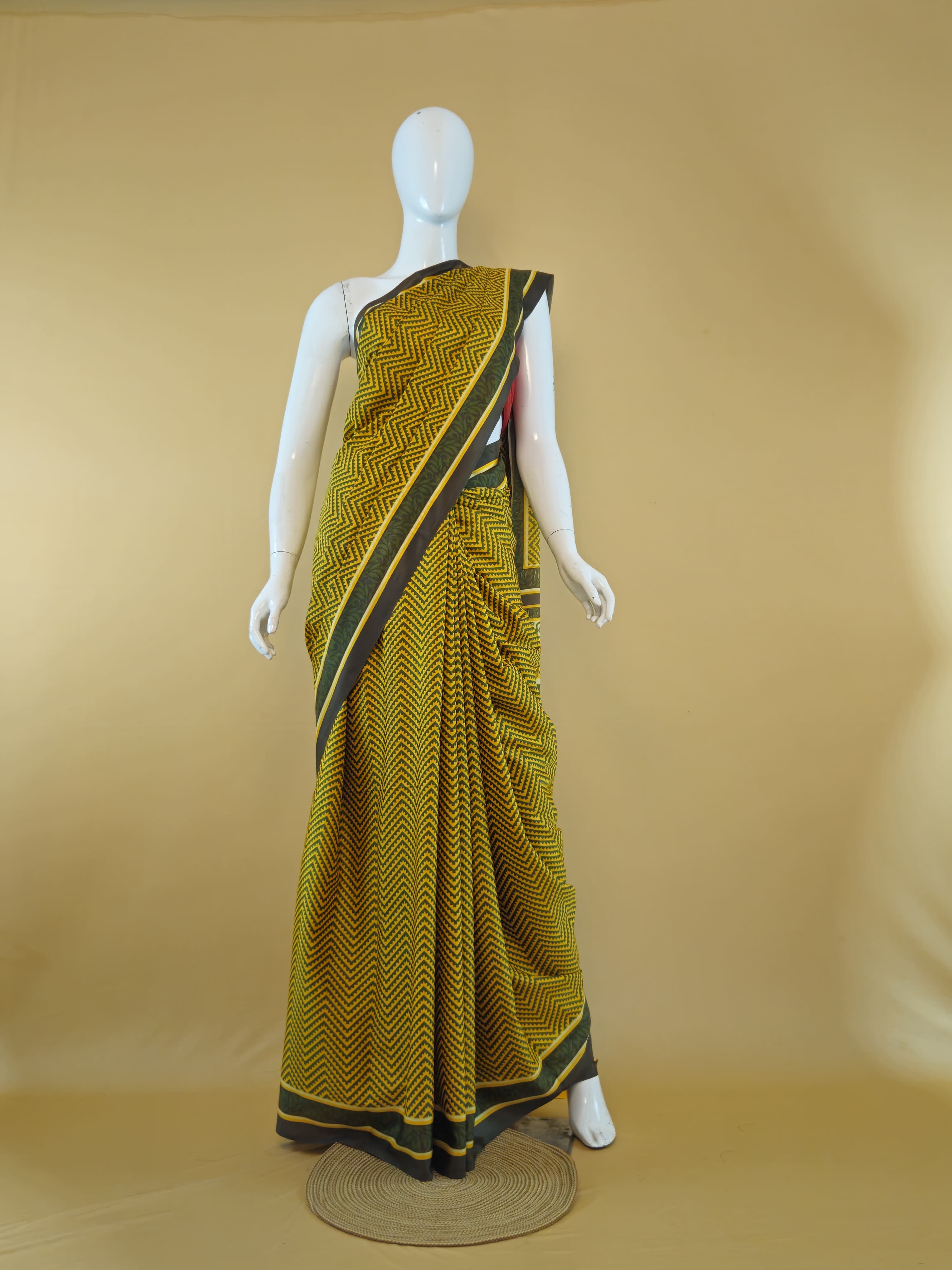 Garden Vareli Como Crepe Saree with Blouse — Mustard