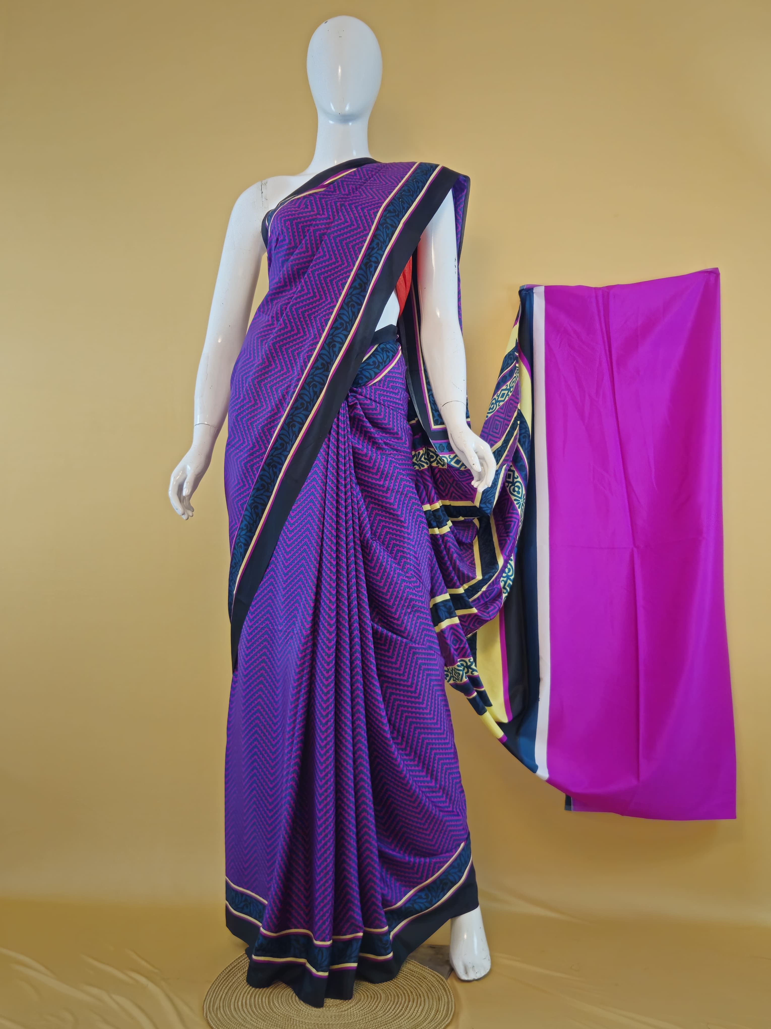 Garden Vareli Como Crepe Saree with Blouse — Purple