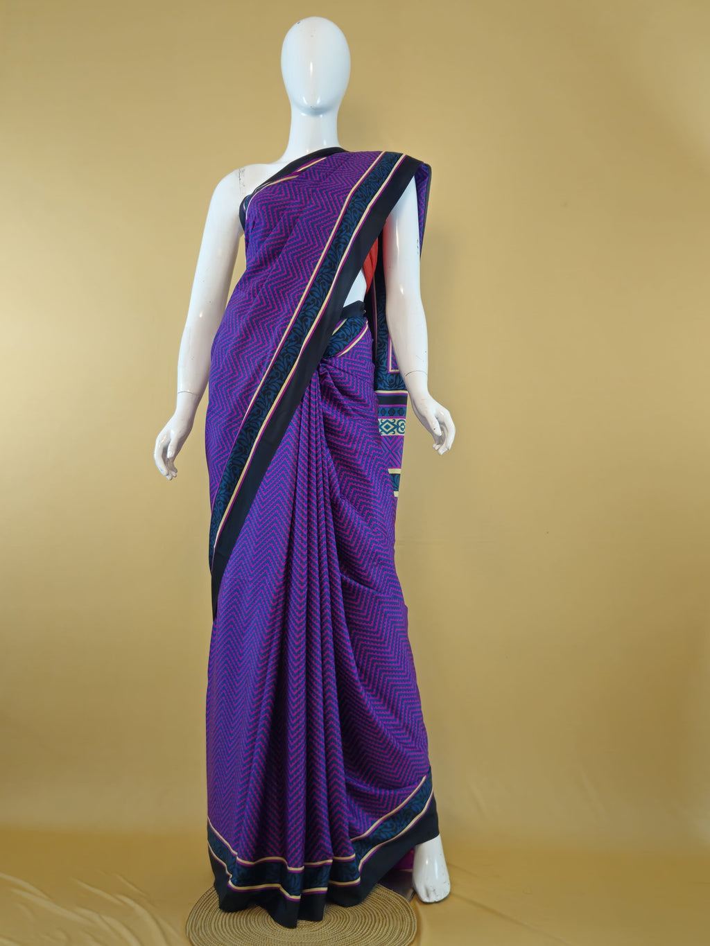 Garden Vareli Como Crepe Saree with Blouse — Purple