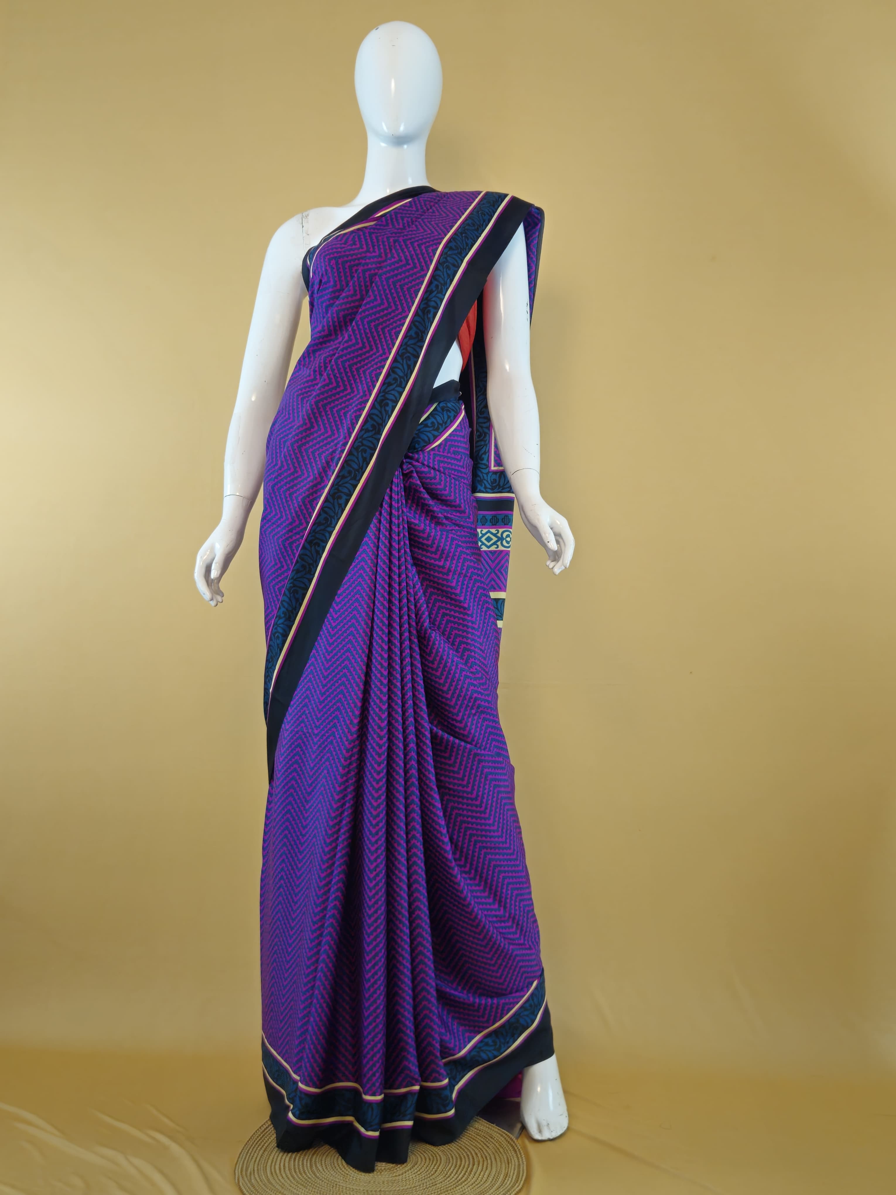 Garden Vareli Como Crepe Saree with Blouse — Purple