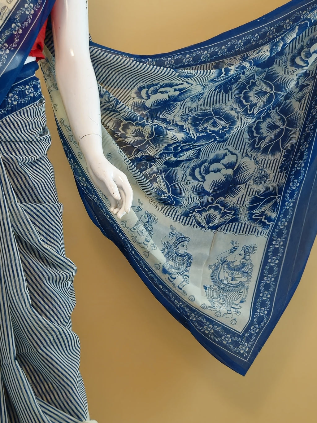 Garden Vareli Lentus Kalamkari Saree with Blouse — Blue